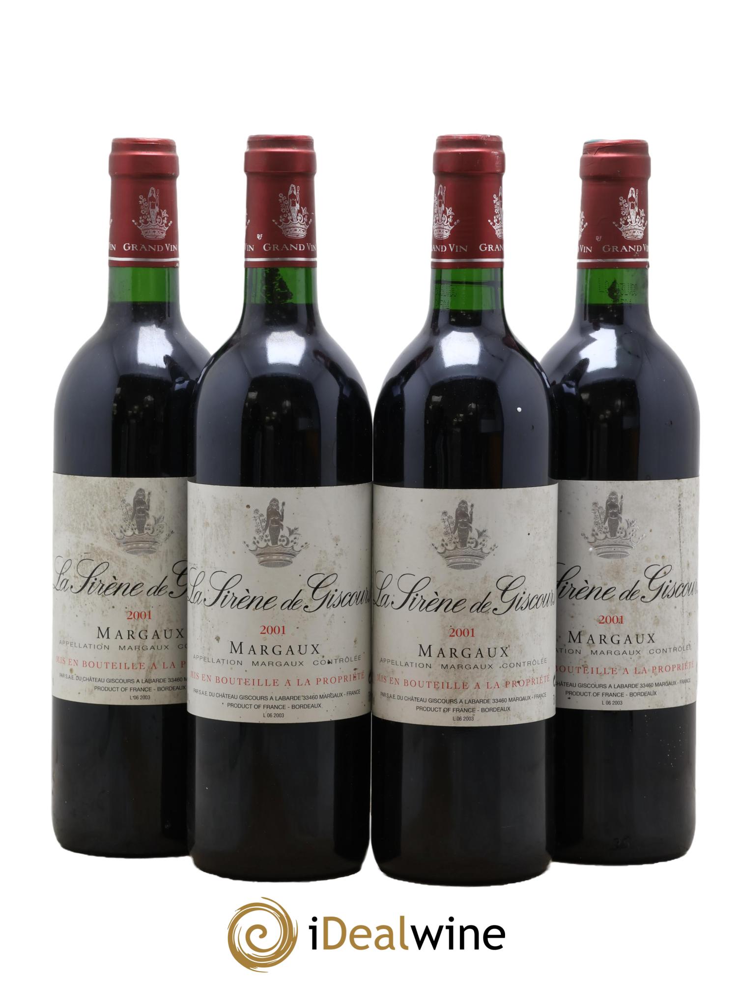 La Sirène de Giscours 2001 - Lot de 4 bouteilles - 0