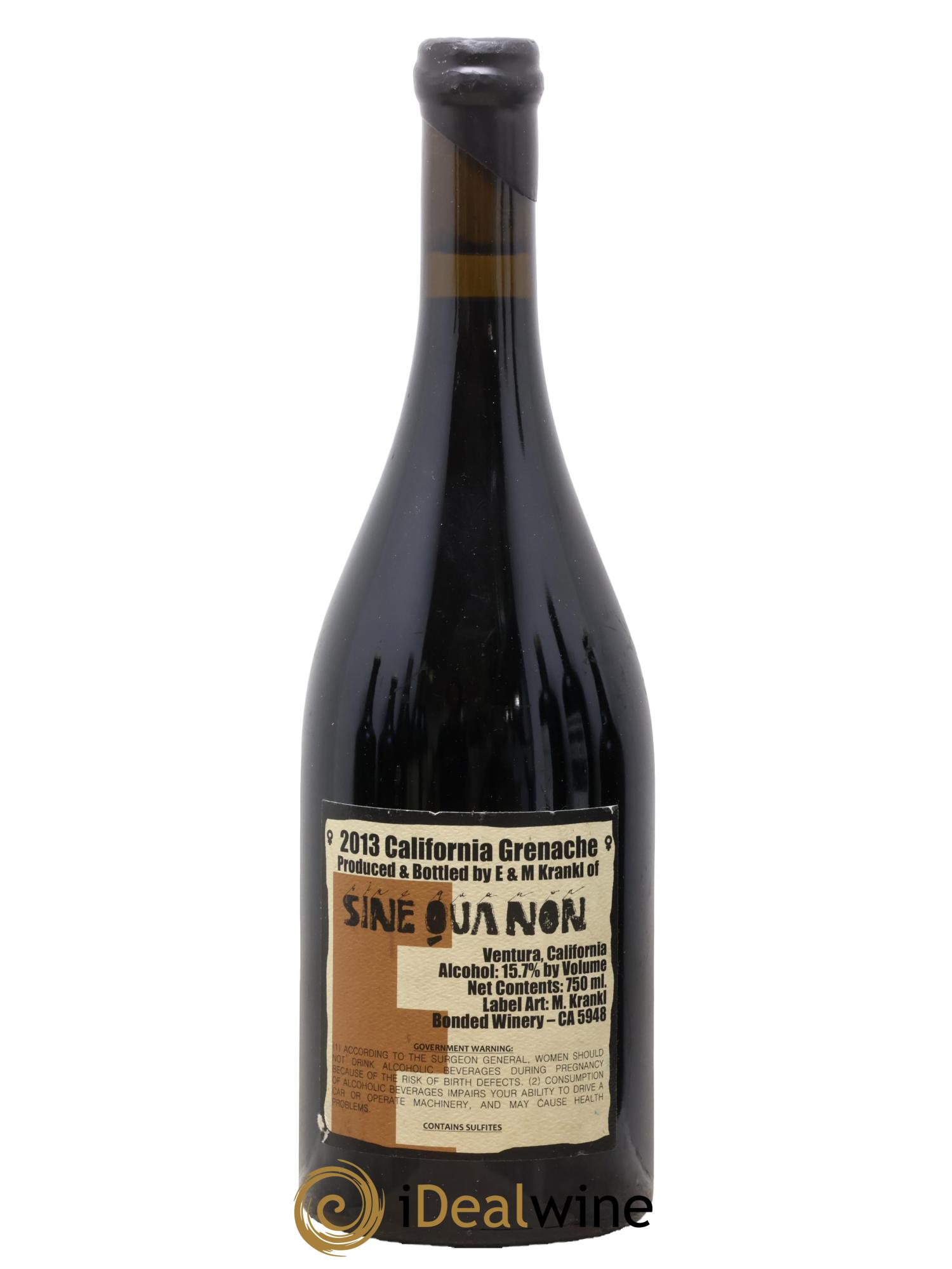 USA California Grenache Femelle Krankl Sine Qua Non 2013 - Lotto di 1 bottiglia - 1
