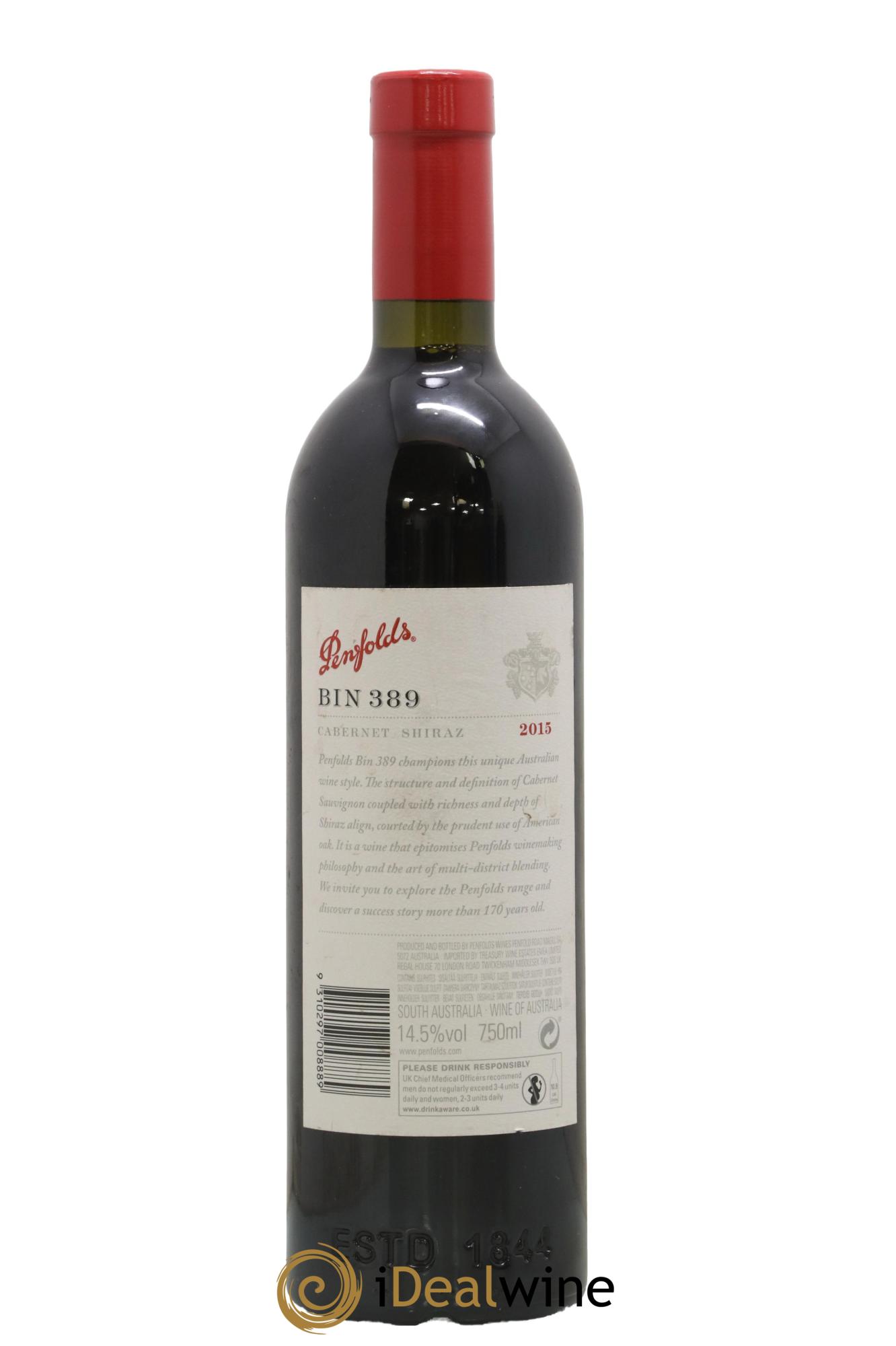 South Australia Penfolds Wines Bin 389 Cabernet Shiraz 2015 - Lot of 1 bottle - 1