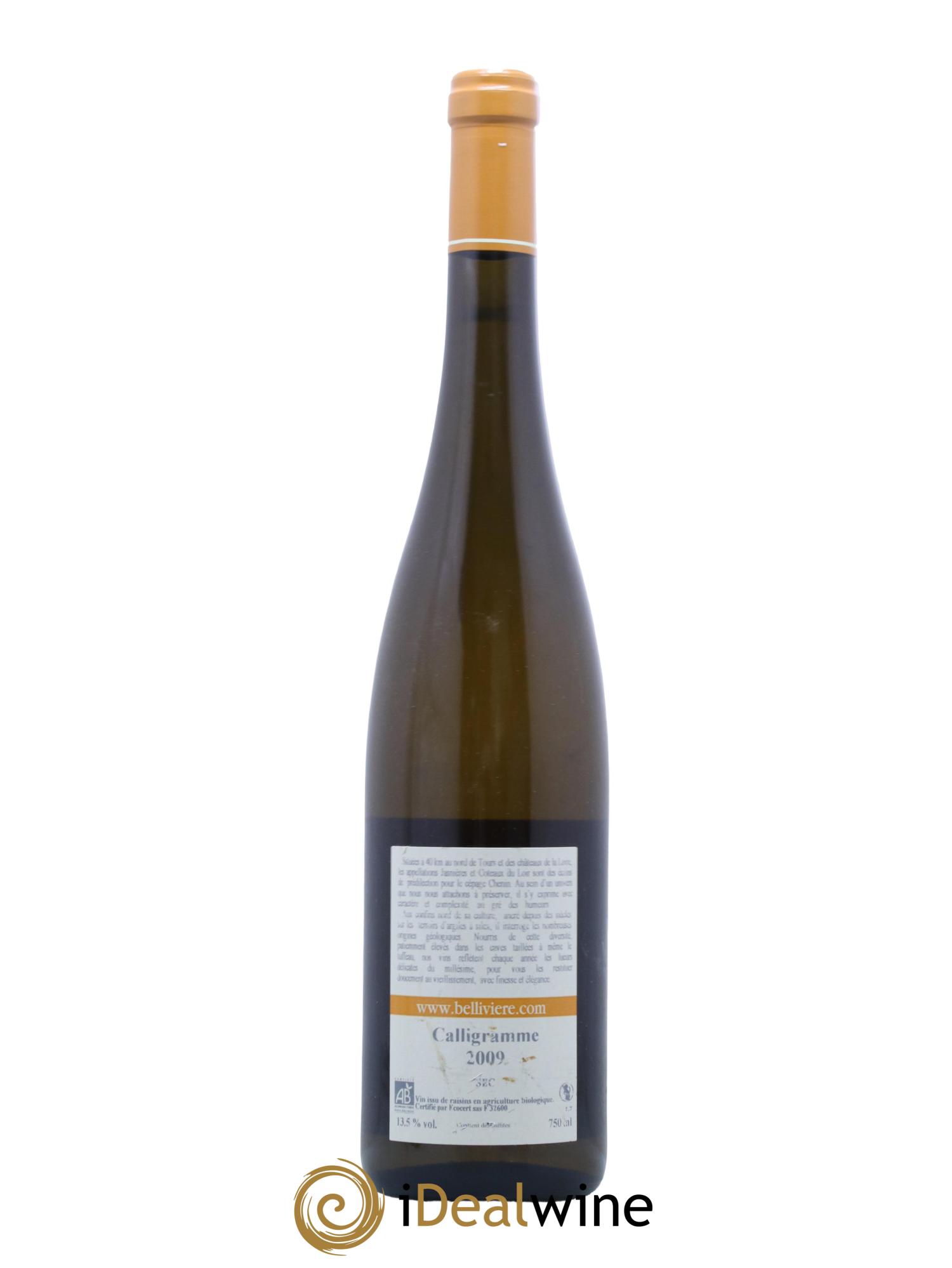 Jasnières Calligramme Domaine de Bellivière 2009 - Lot de 1 bouteille - 1