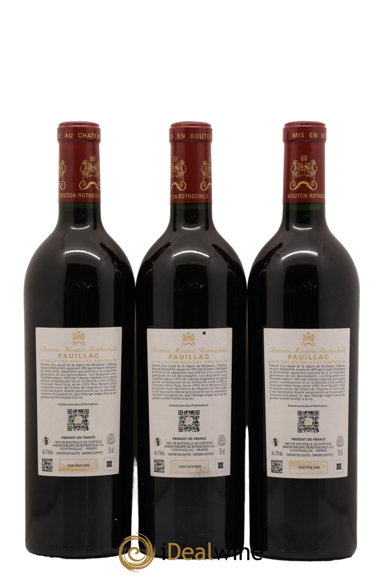 Château Mouton Rothschild 1er Grand Cru Classé 2020 - Lot de 3 bouteilles - 1