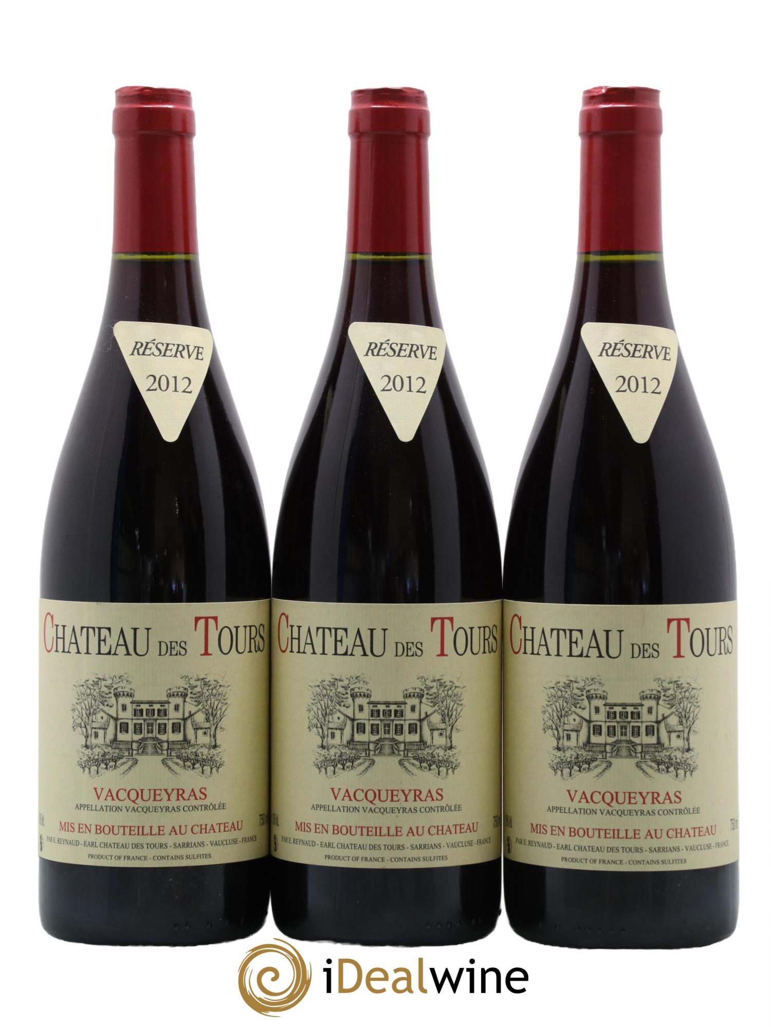 Vacqueyras Château des Tours Emmanuel Reynaud 2012 - Lot de 3 bouteilles - 0