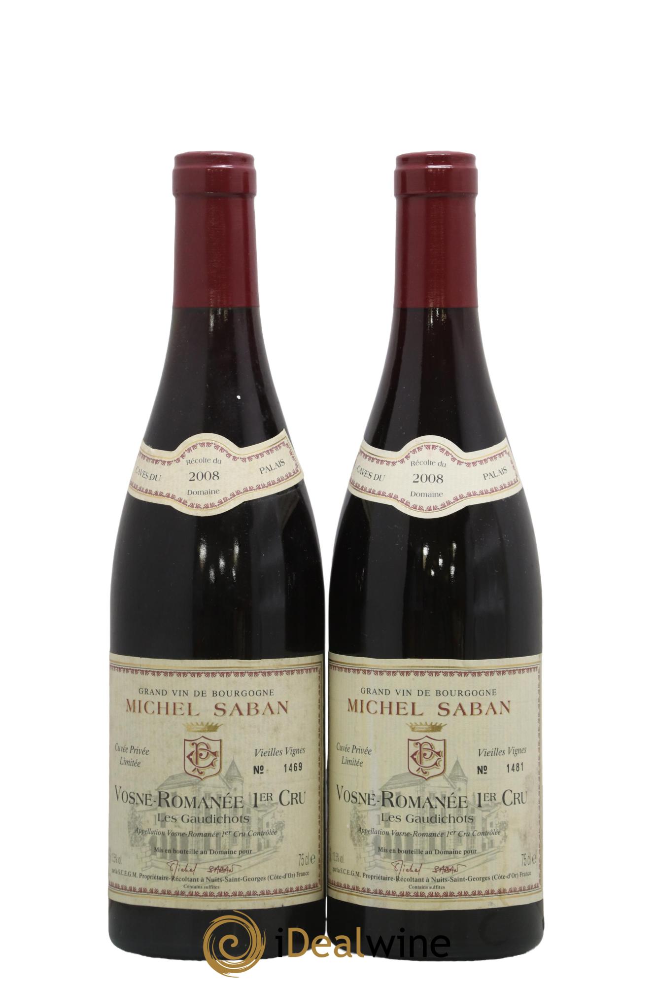 Vosne-Romanée 1er Cru Les Gaudichots Vieilles Vignes Cuvée Privée Limitée Michel Saban 2008 - Lot de 2 bouteilles - 0