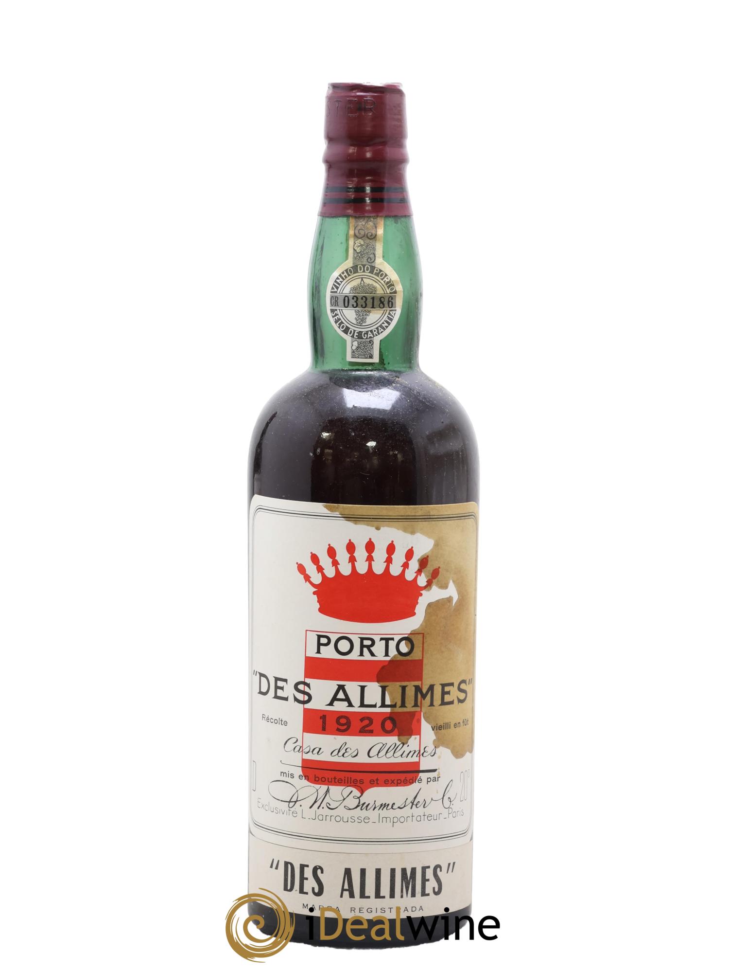 Porto Allimes Burmester 1920 - Lot de 1 bouteille - 0