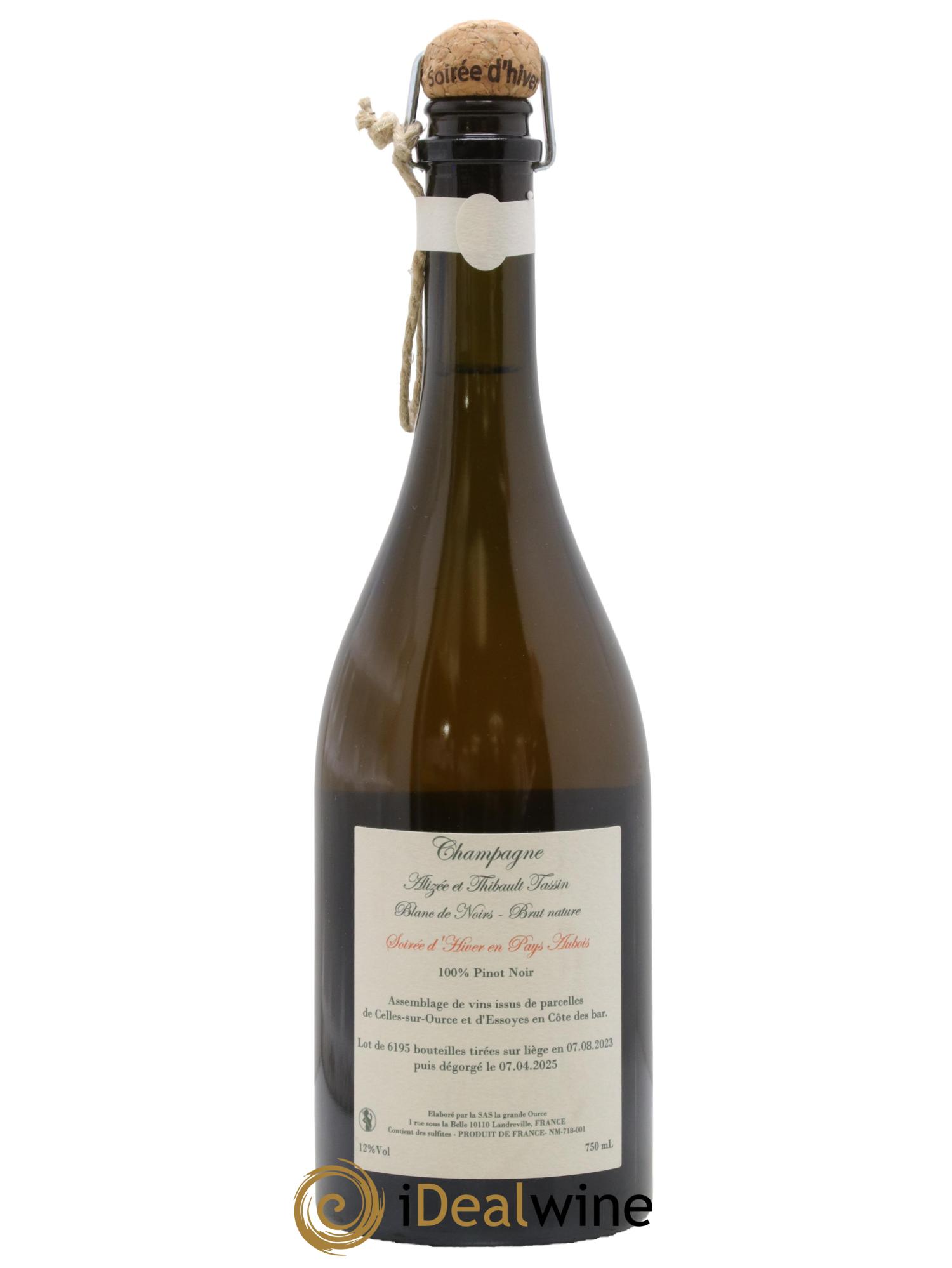 Blanc de Noirs Brut Nature Soirée D'hiver en Pays d'Aubois Alizée et Thibault Tassin 2022 - Lot de 1 bouteille - 1