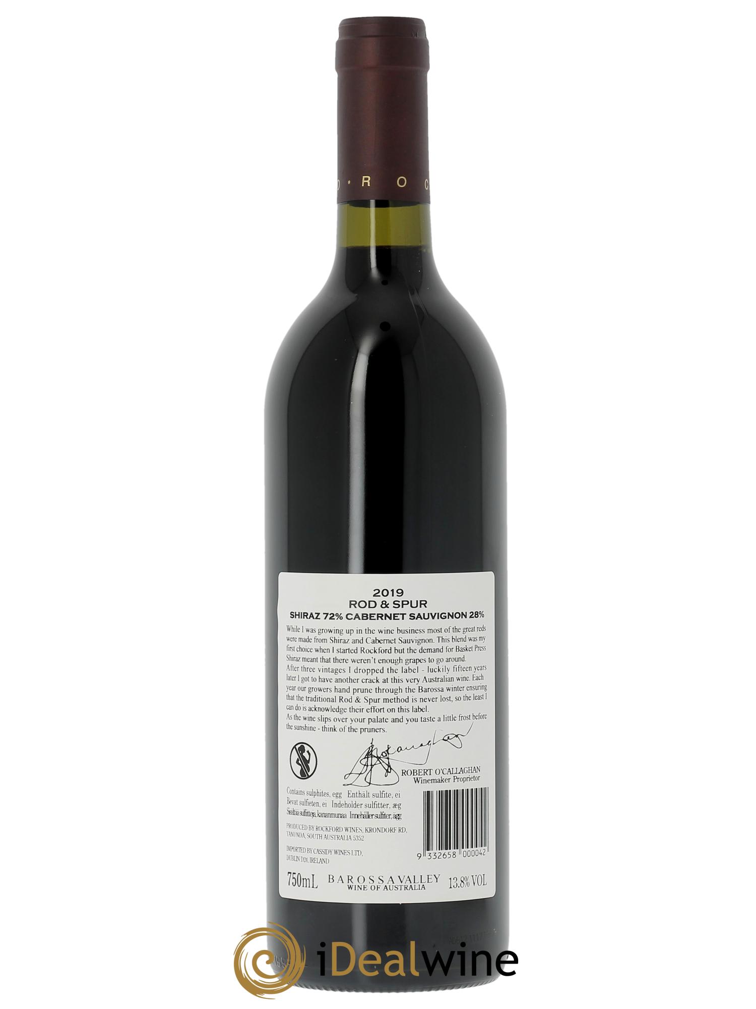 Barossa Valley Rockford Rod & Spur Shiraz Cabernet  2019 - Lot de 1 bouteille - 1