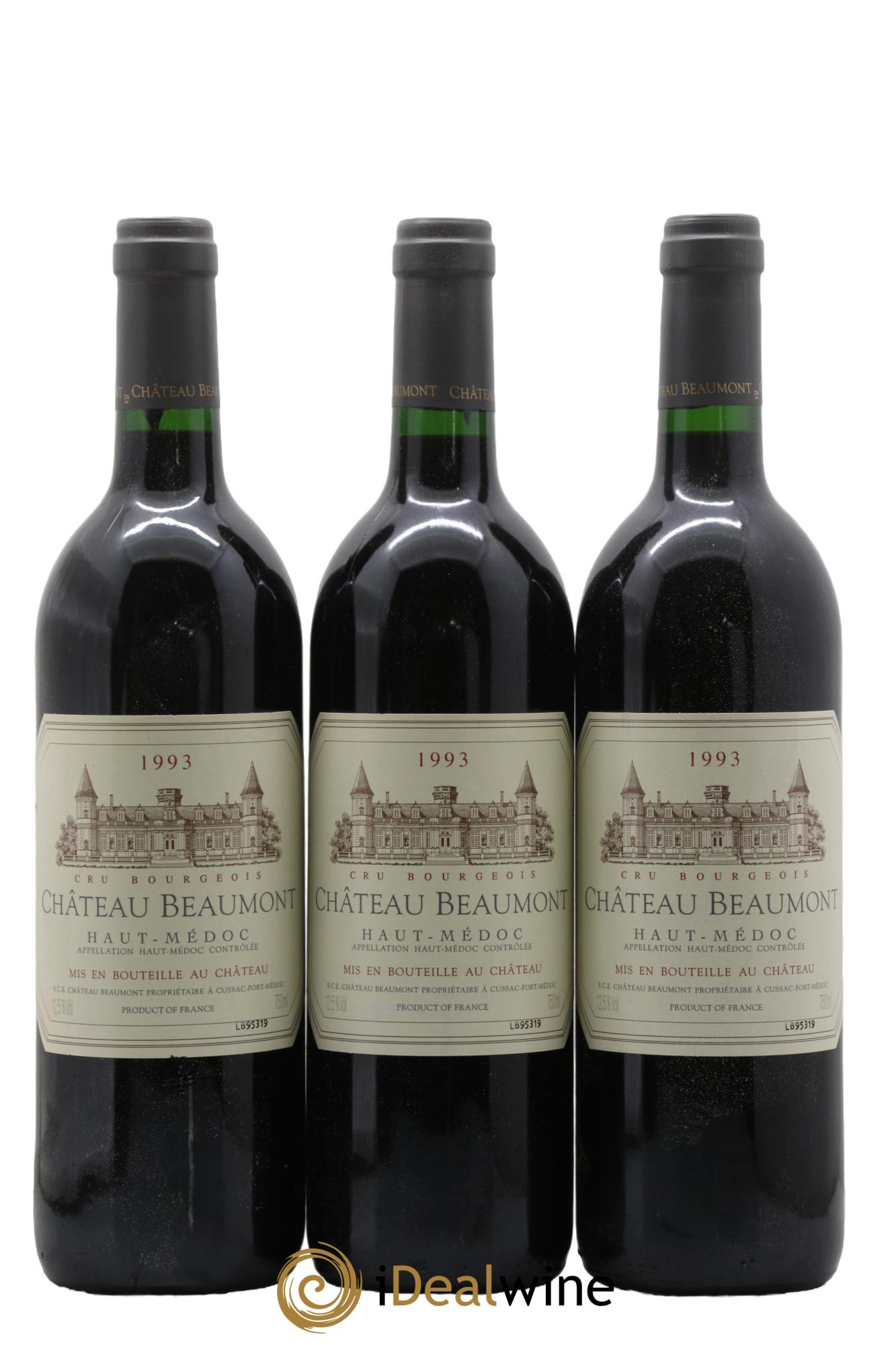 Château Beaumont Cru Bourgeois 1993 - Lotto di 3 bottiglie - 0