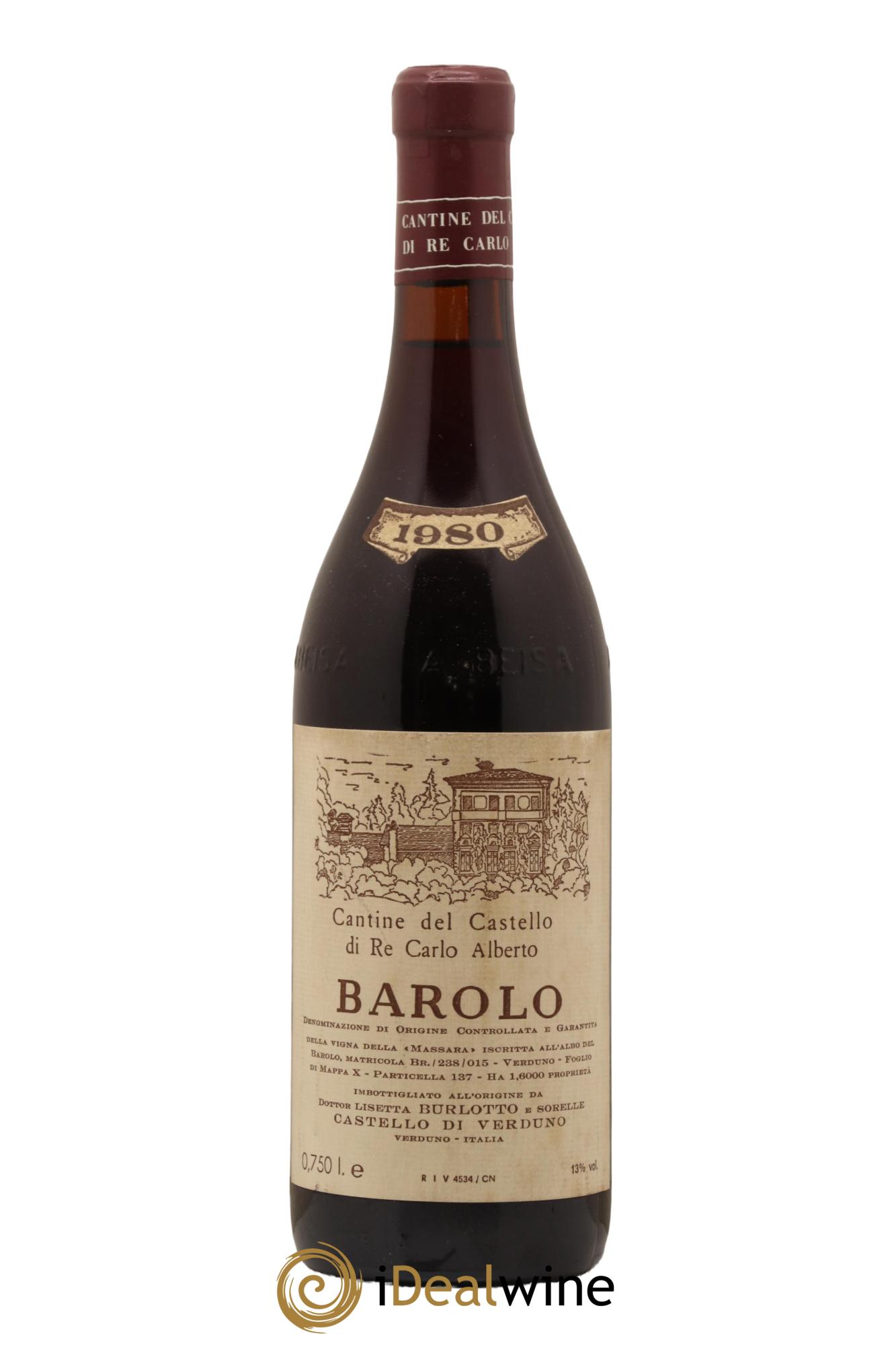 Barolo Cantine del Castello di Re Carlo ALberto Burlotto 1980 - Lot de 1 bouteille - 0