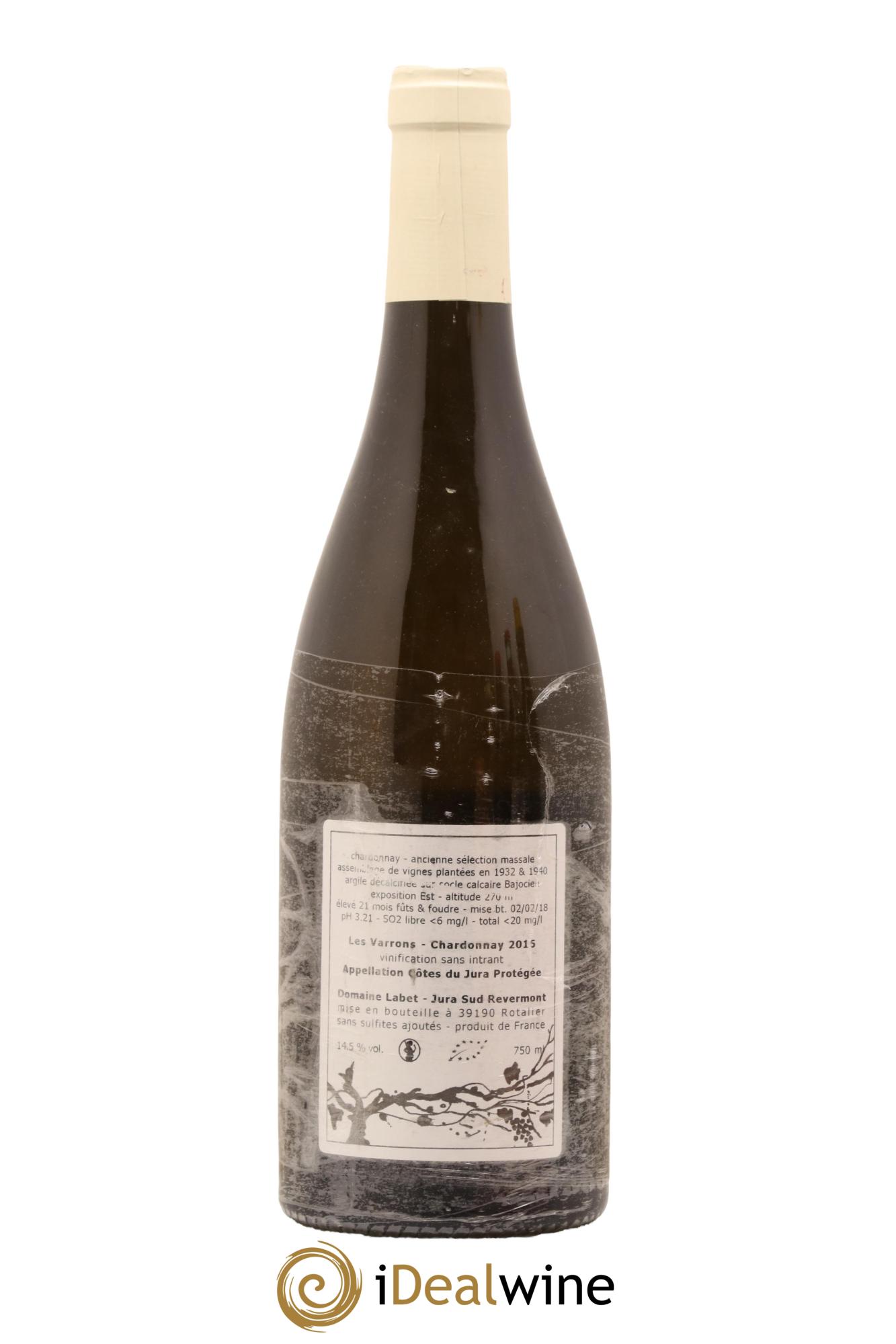 Côtes du Jura Chardonnay Les Varrons Romain - Julien - Charline Labet 2015 - Lot de 1 bouteille - 1