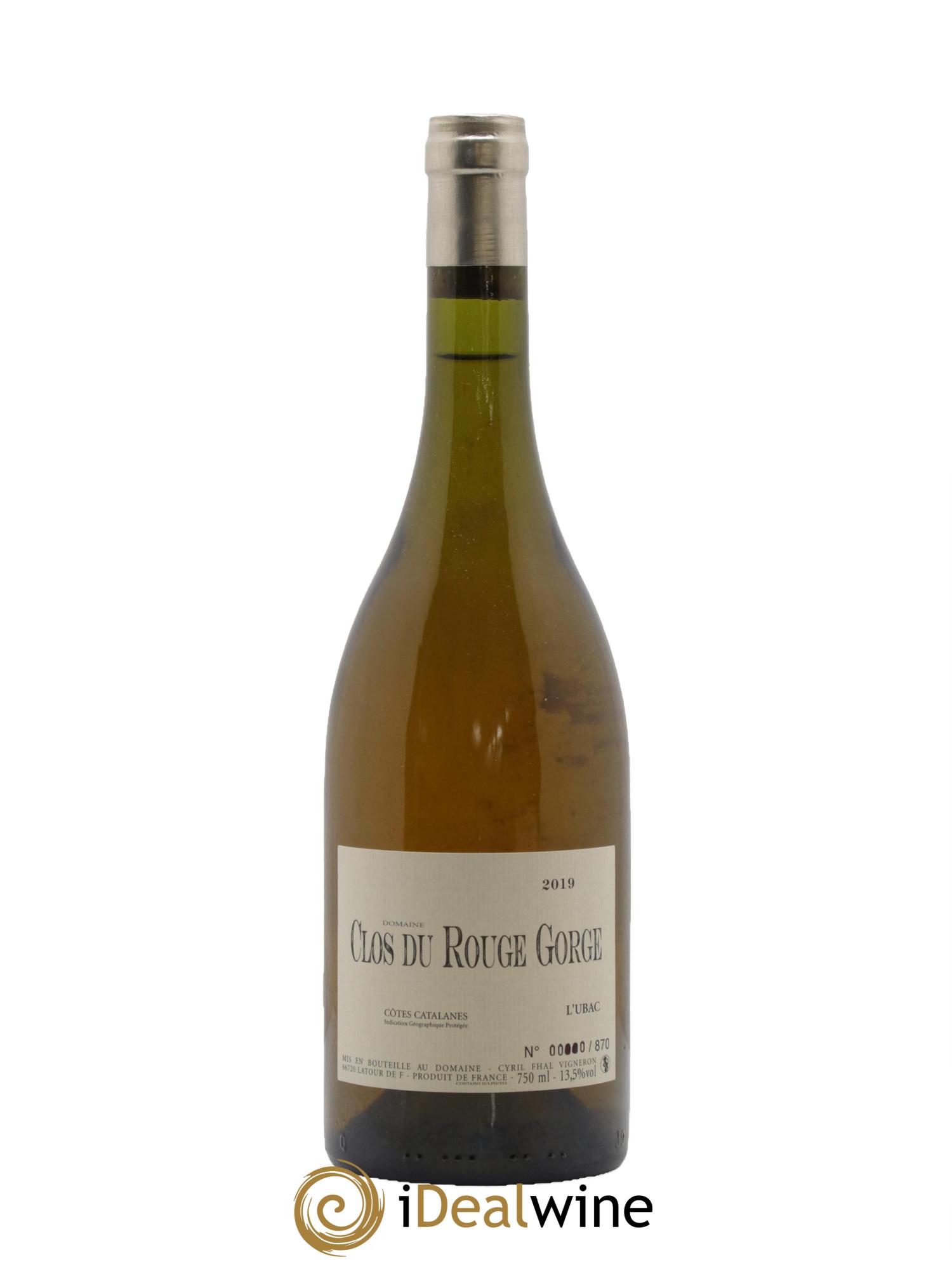 Côtes Catalanes Clos du Rouge Gorge L'Ubac Cyril Fhal 2019 - Lot de 1 bouteille - 0