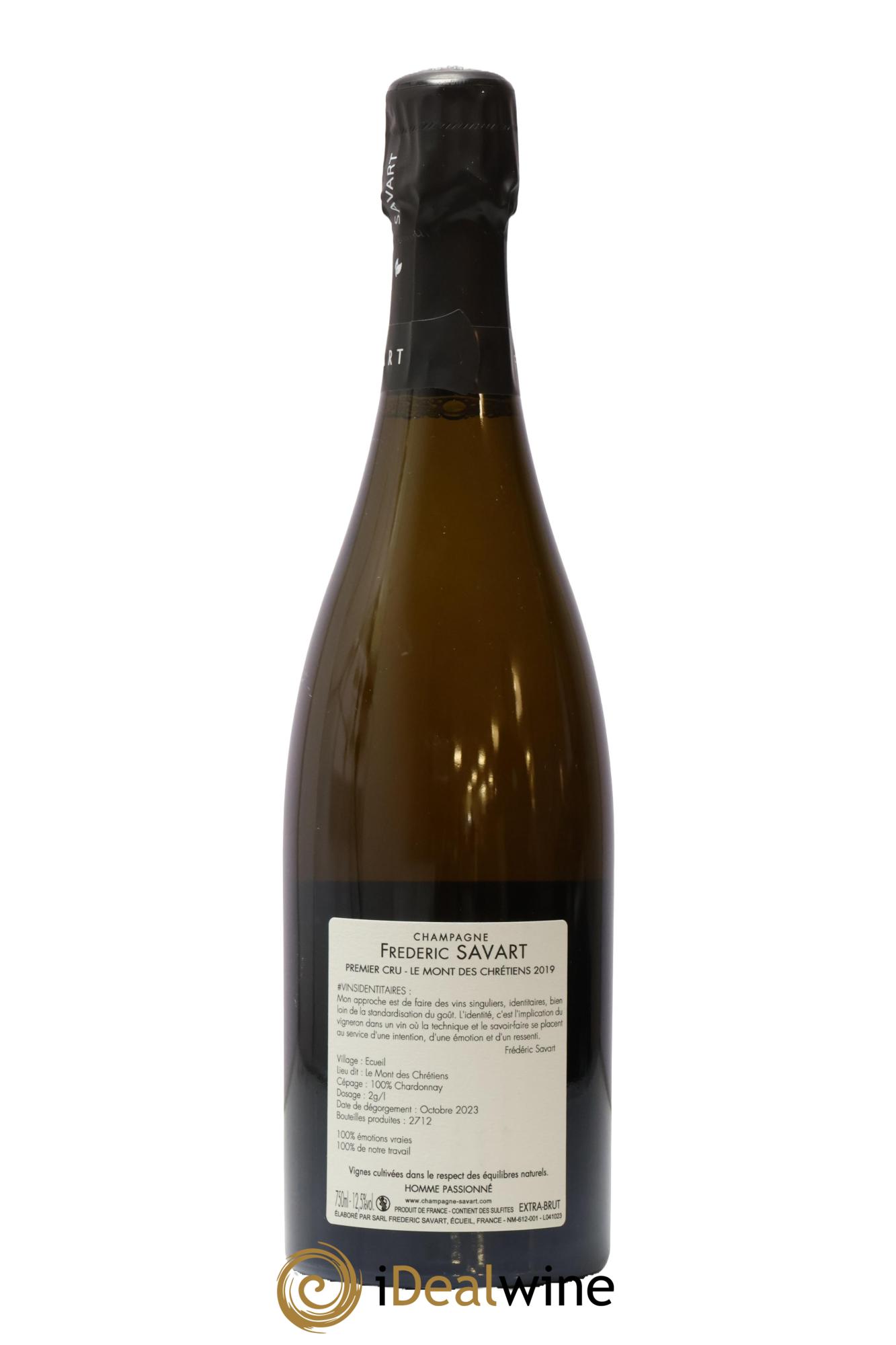 Le Mont des Chrétiens 1er Cru Extra-Brut Savart 1er Cru Le Mont Des Chrétiens Brut Frédéric Savart 2019 - Lot de 1 bouteille - 1