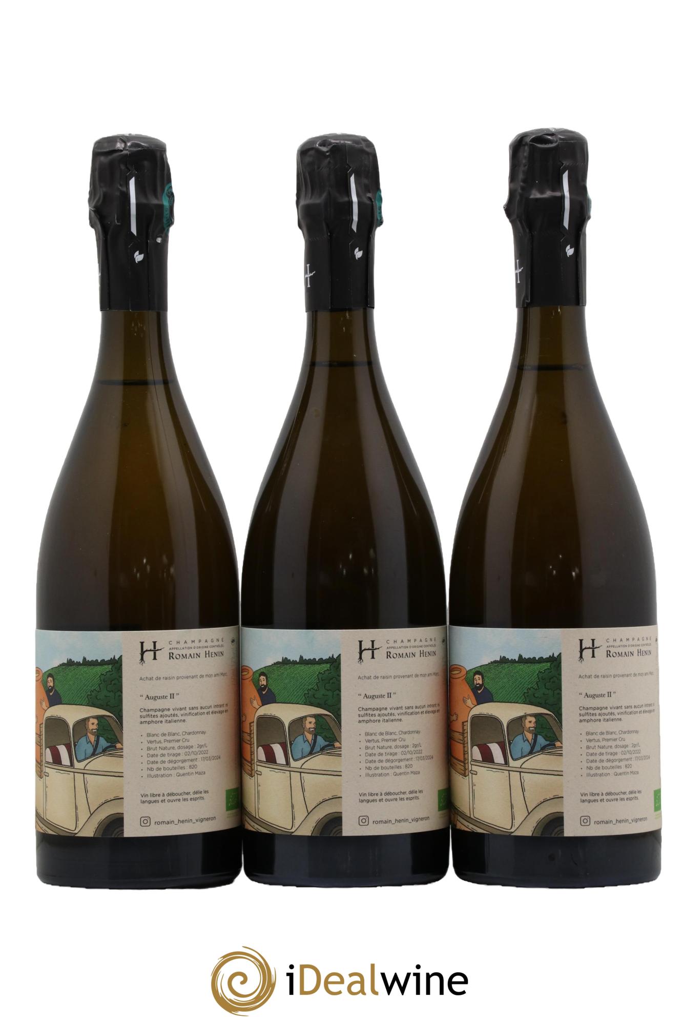 Champagne Auguste II Romain Henin - Lot de 3 bouteilles - 0