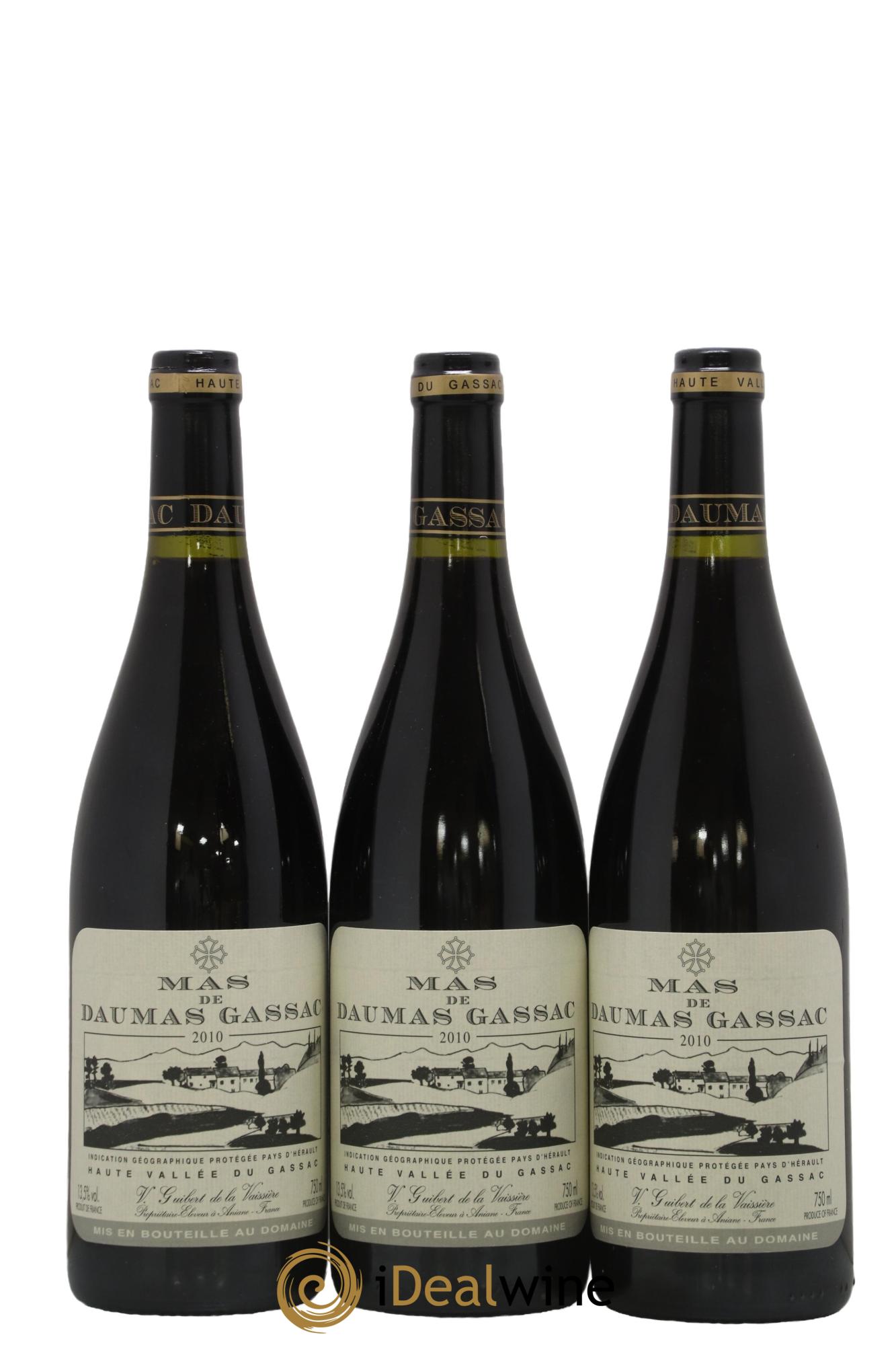 IGP St Guilhem-le-Désert - Cité d'Aniane Mas Daumas Gassac Famille Guibert de La Vaissière 2010 - Posten von 3 Flaschen - 0