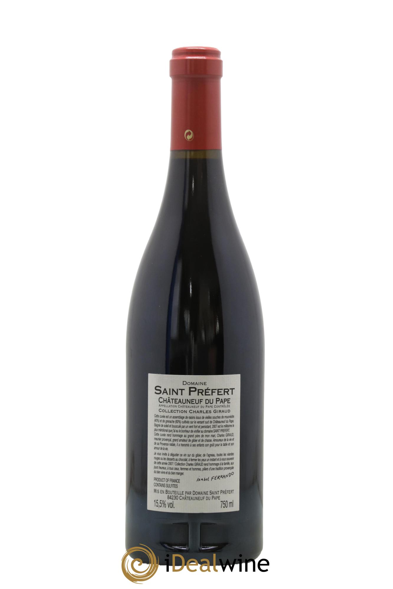 Châteauneuf-du-Pape Collection Charles Giraud Domaine Saint-Préfert 2007 - Lot of 1 bottle - 1