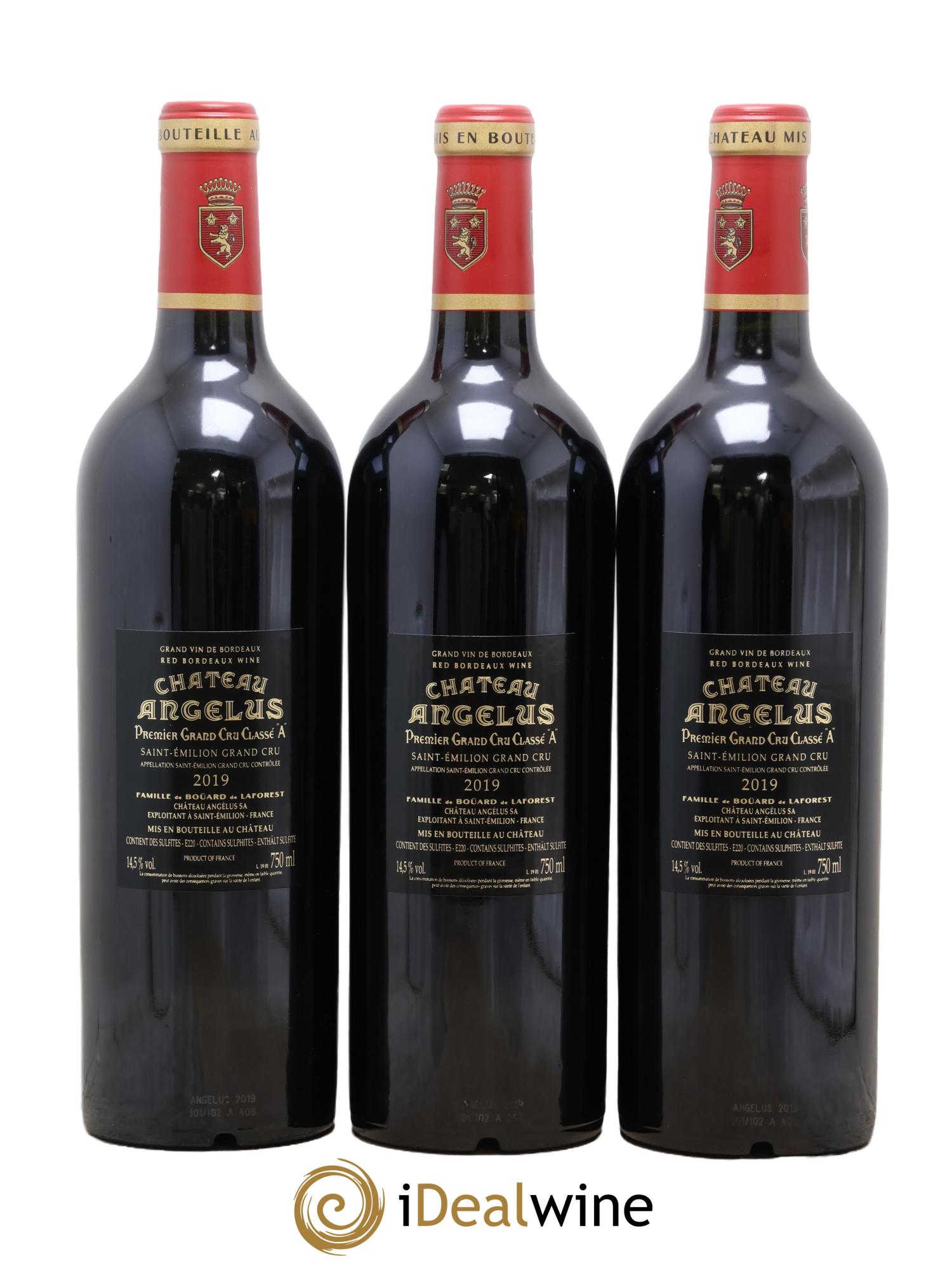 Château Angélus 1er Grand Cru Classé A 2019 - Lot de 3 bouteilles - 1