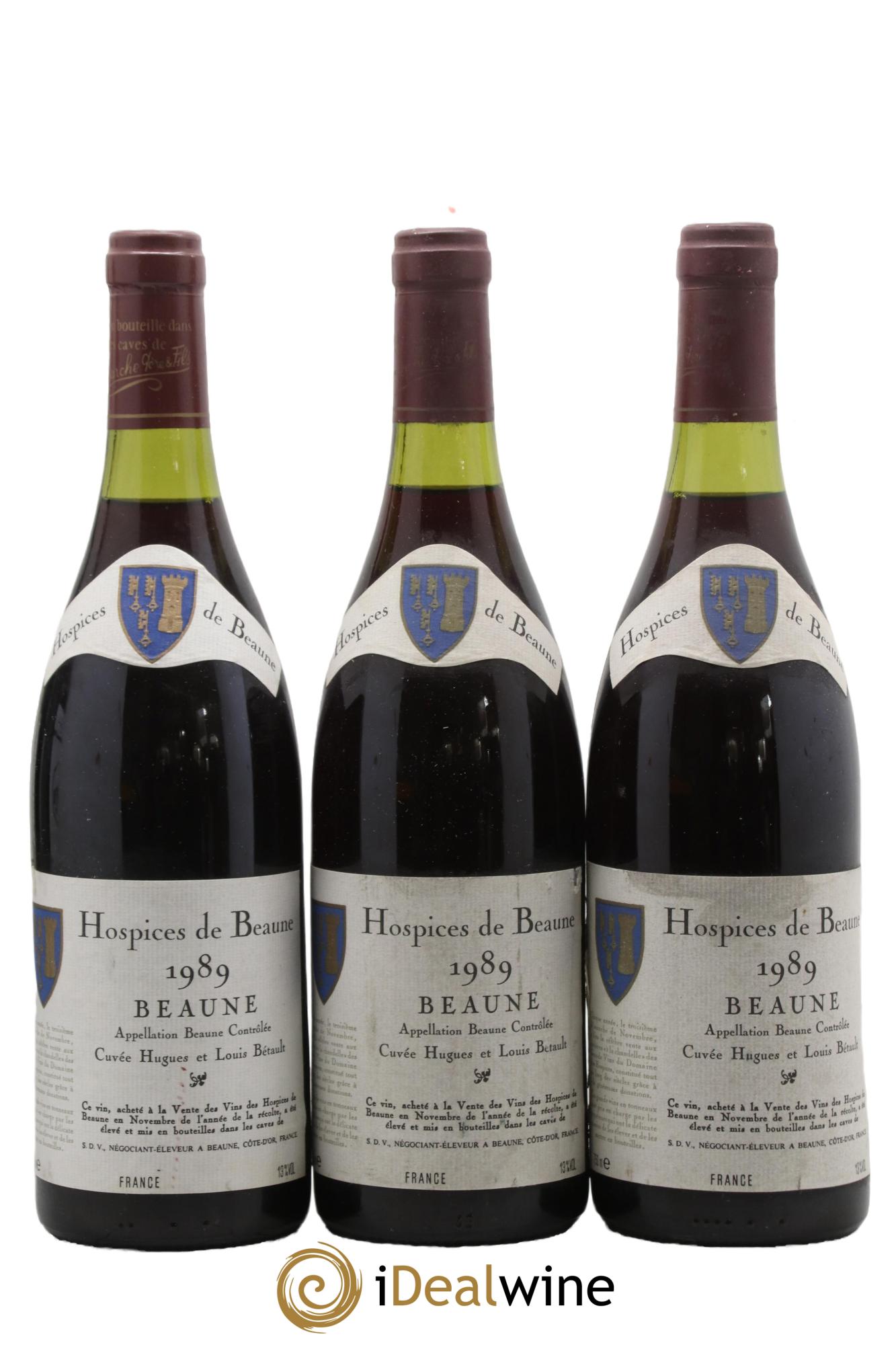 Beaune Cuvée Hugues et Louis Betault Hospices de Beaune 1989 - Posten von 3 Flaschen - 0