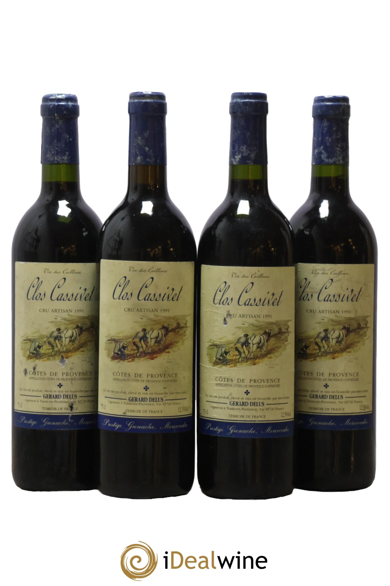 Côtes de Provence Clos Cassivet Gérard Delus 1991 - Lot de 4 bouteilles - 0