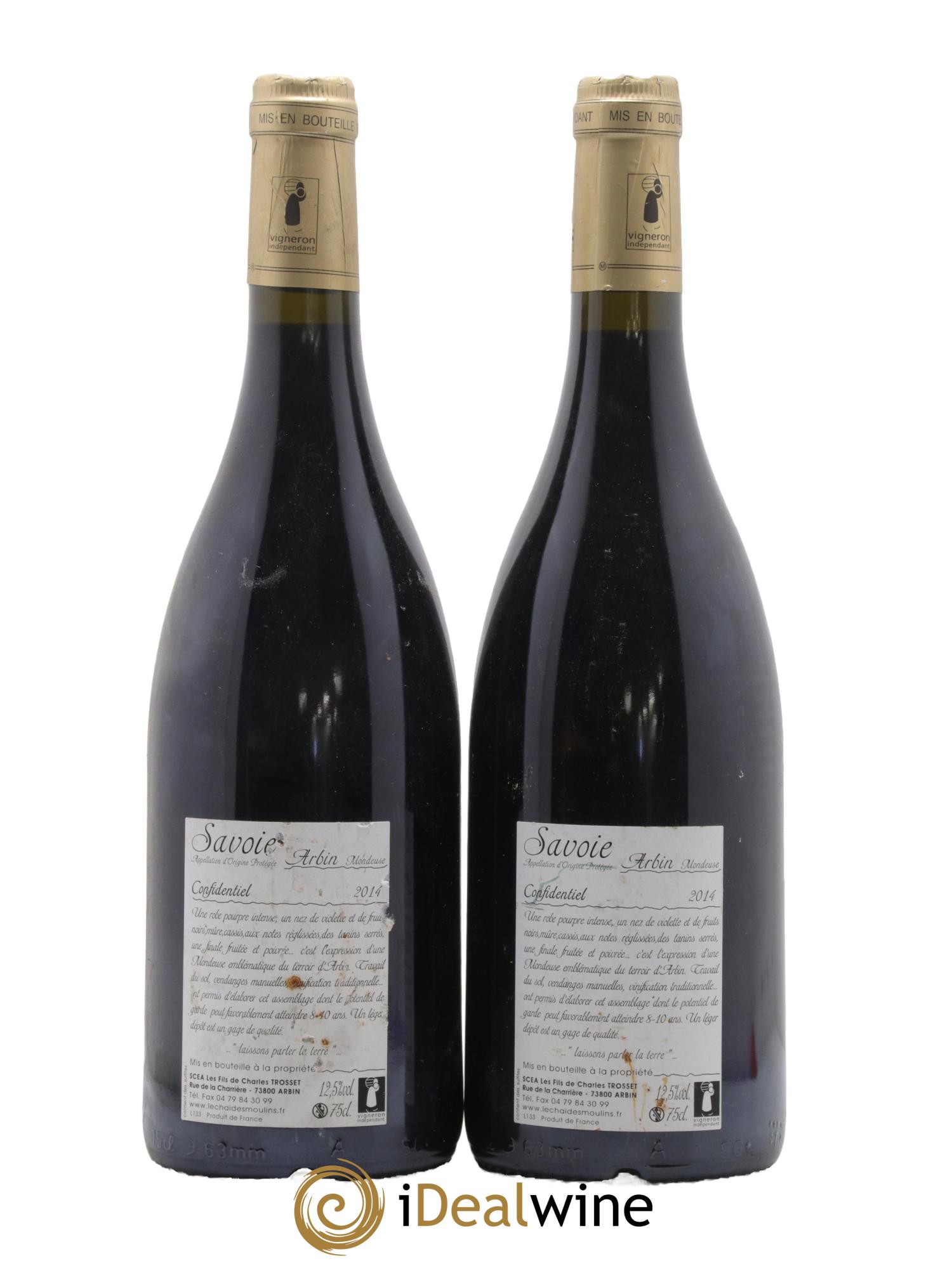 Vin de Savoie Arbin Mondeuse Confidentiel Trosset 2014 - Lot of 2 bottles - 1