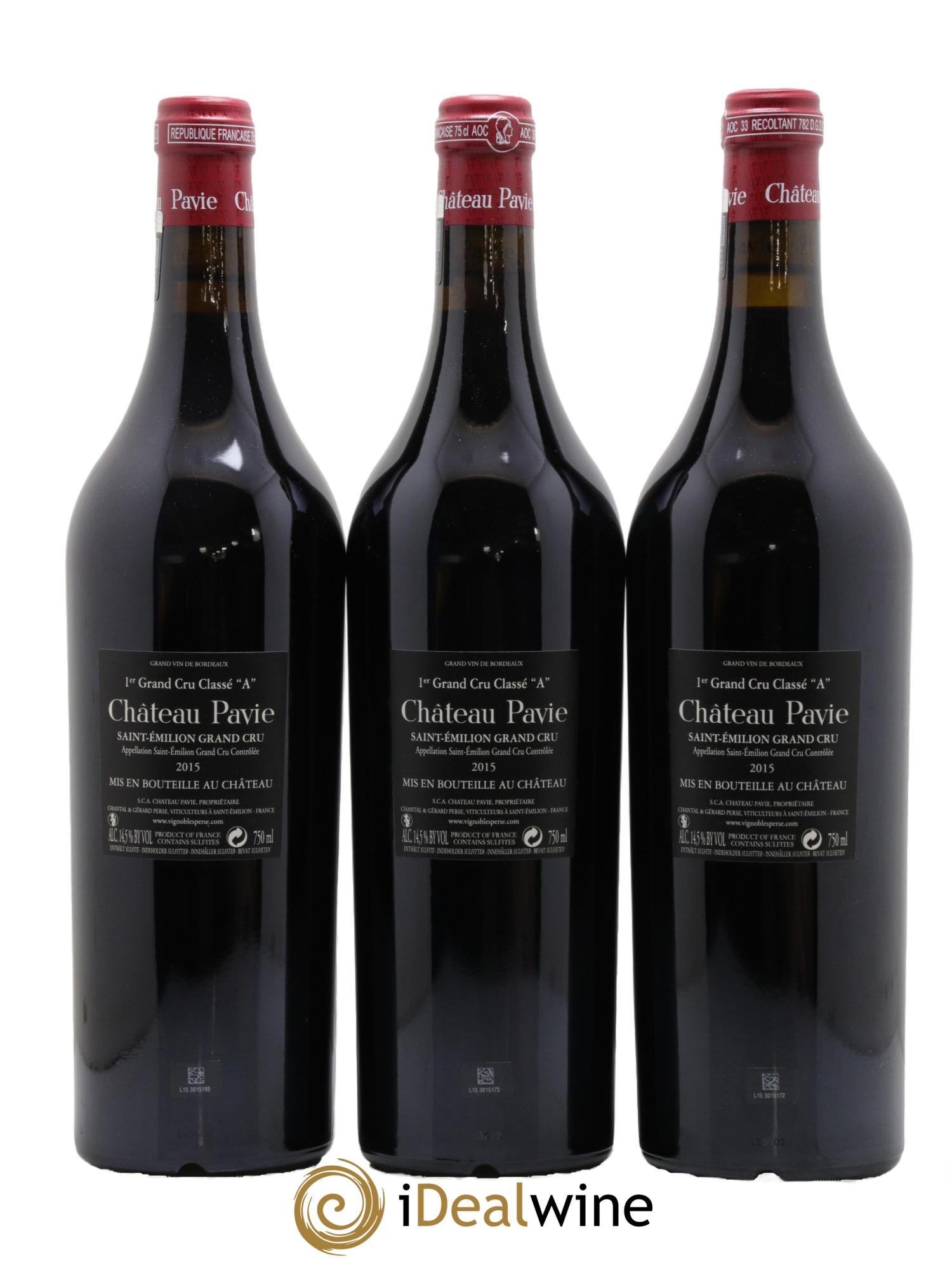 Château Pavie 1er Grand Cru Classé A 2015 - Posten von 3 Flaschen - 1
