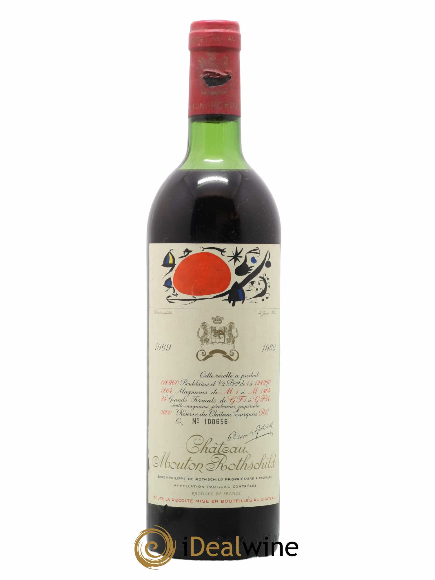 Château Mouton Rothschild 1er Grand Cru Classé 1969 - Lot de 1 bouteille - 0