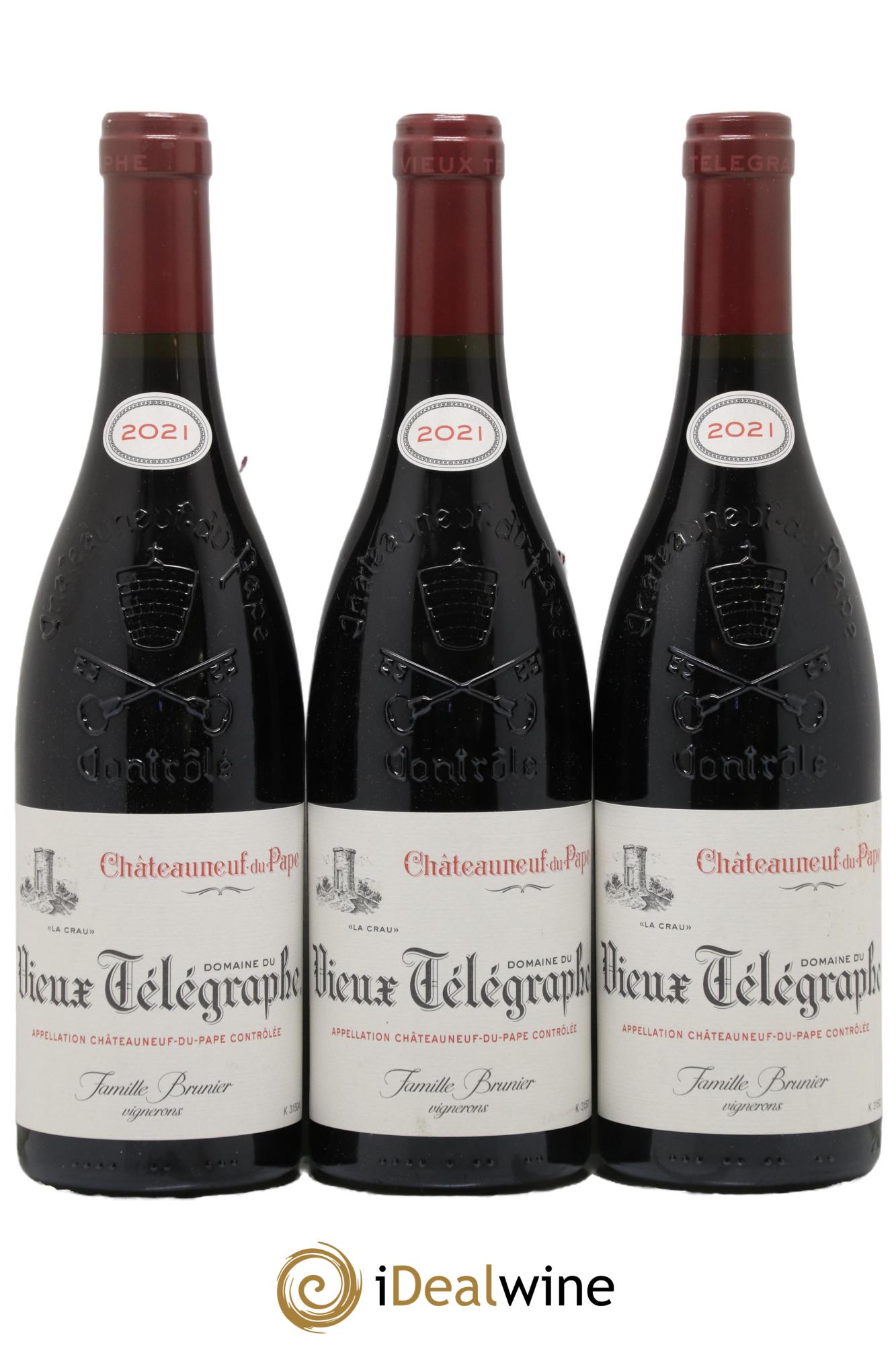 Châteauneuf-du-Pape Vieux Télégraphe (Domaine du) Vignobles Brunier 2021 - Lot de 3 bouteilles - 0