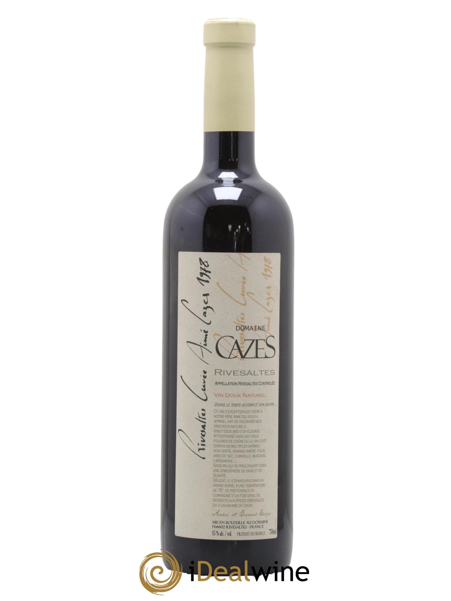 Rivesaltes Cuvee Aime Cazes Domaine Cazes 1978 - Posten von 1 Flasche - 0