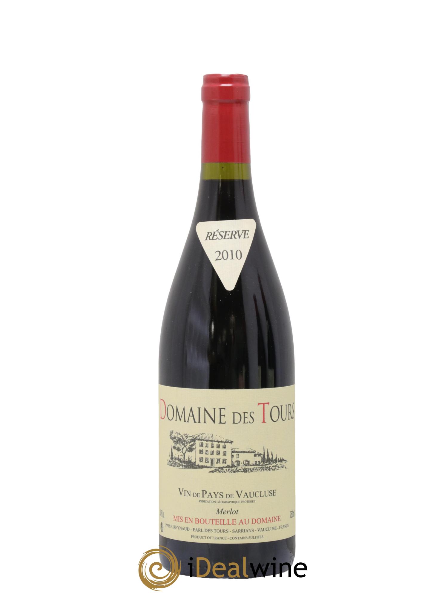 IGP Pays du Vaucluse (Vin de Pays du Vaucluse) Domaine des Tours Merlot Emmanuel Reynaud 2010 - Lot de 1 bouteille - 0
