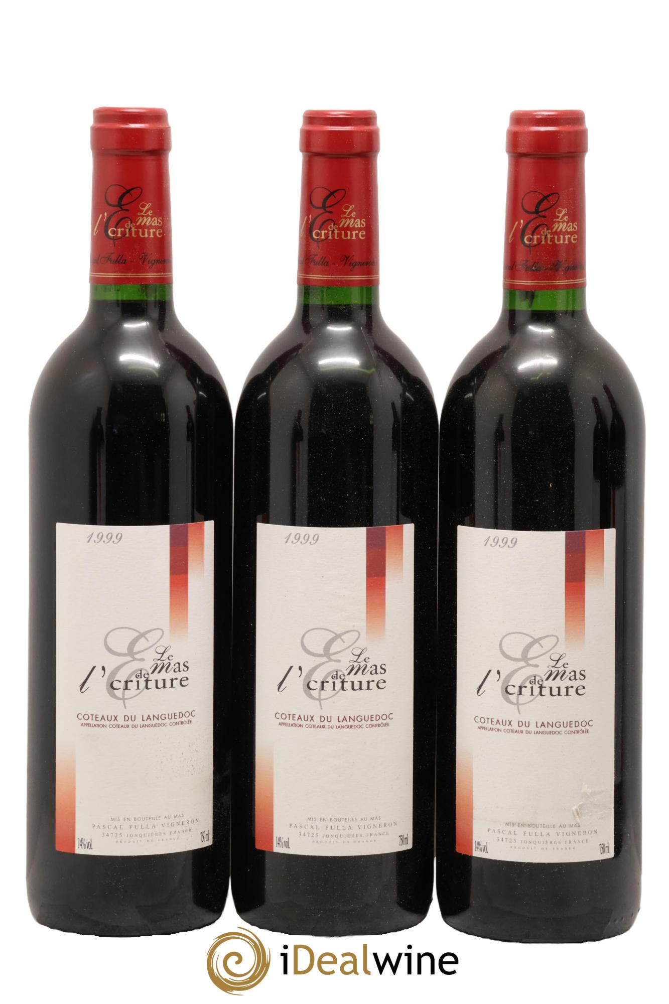 Coteaux du Languedoc Mas De L'Ecriture Fulla 1999 - Lot of 3 bottles - 0