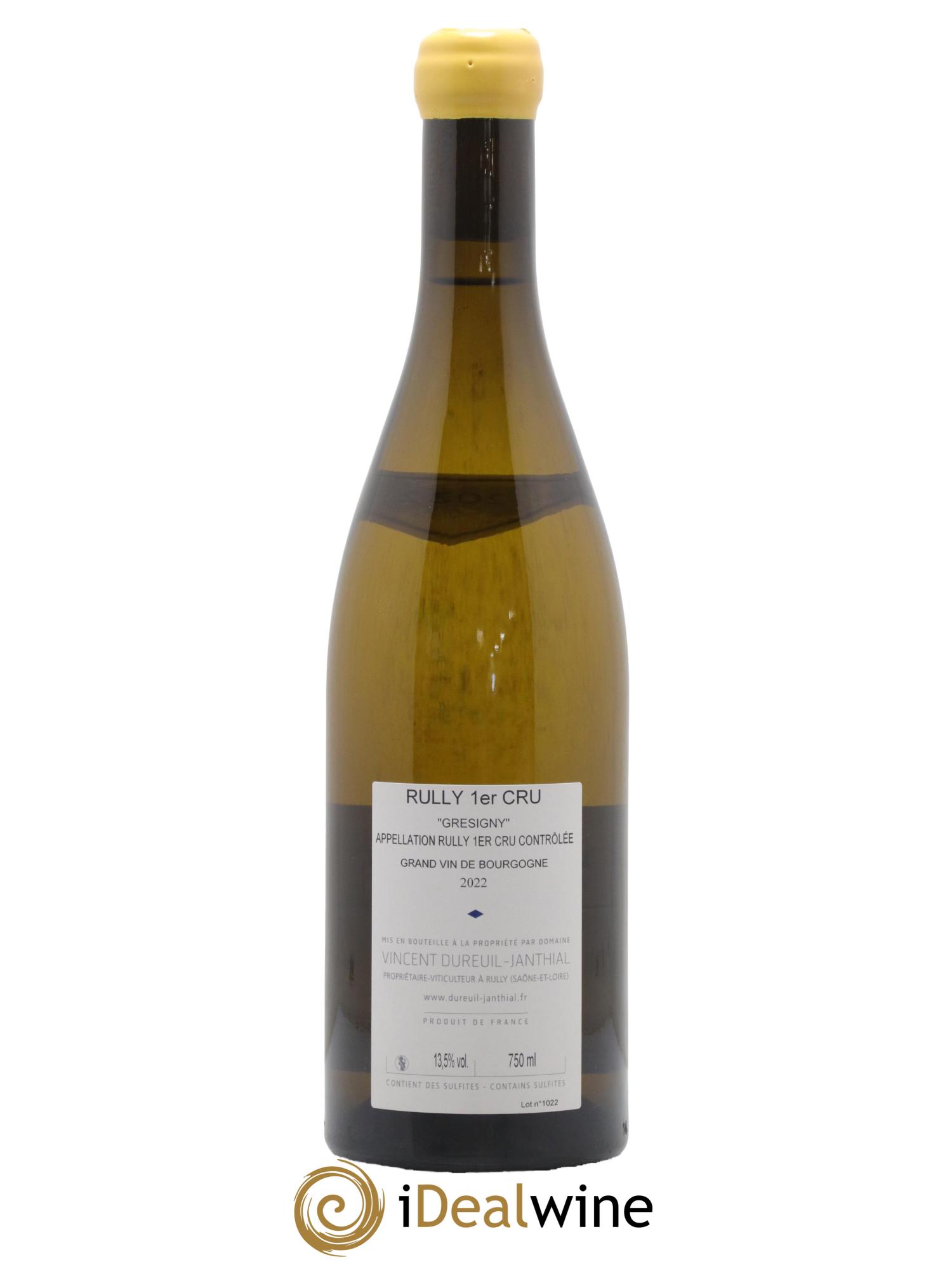 Rully 1er Cru Grésigny Vieilles Vignes Vincent Dureuil-Janthial 2022 - Lot de 1 bouteille - 1