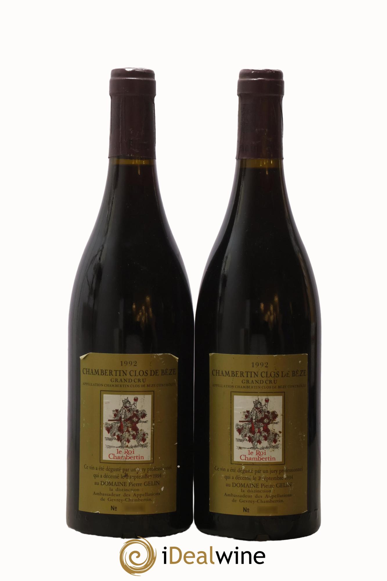 Chambertin Clos de Bèze Grand Cru Pierre Gelin 1992 - Lot de 2 bouteilles - 1
