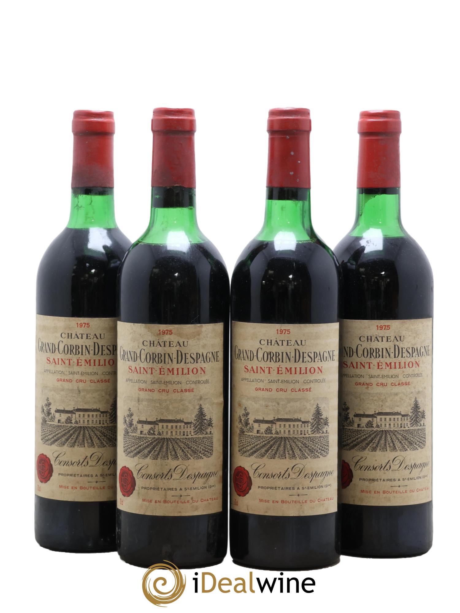 Château Grand Corbin Despagne Grand Cru Classé 1975 - Lot of 4 bottles - 0