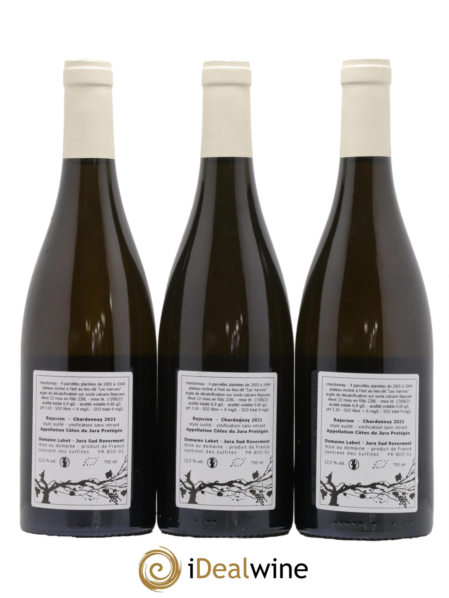 Côtes du Jura Chardonnay Bajocien Romain - Julien - Charline Labet 2021 - Lot de 3 bouteilles - 1