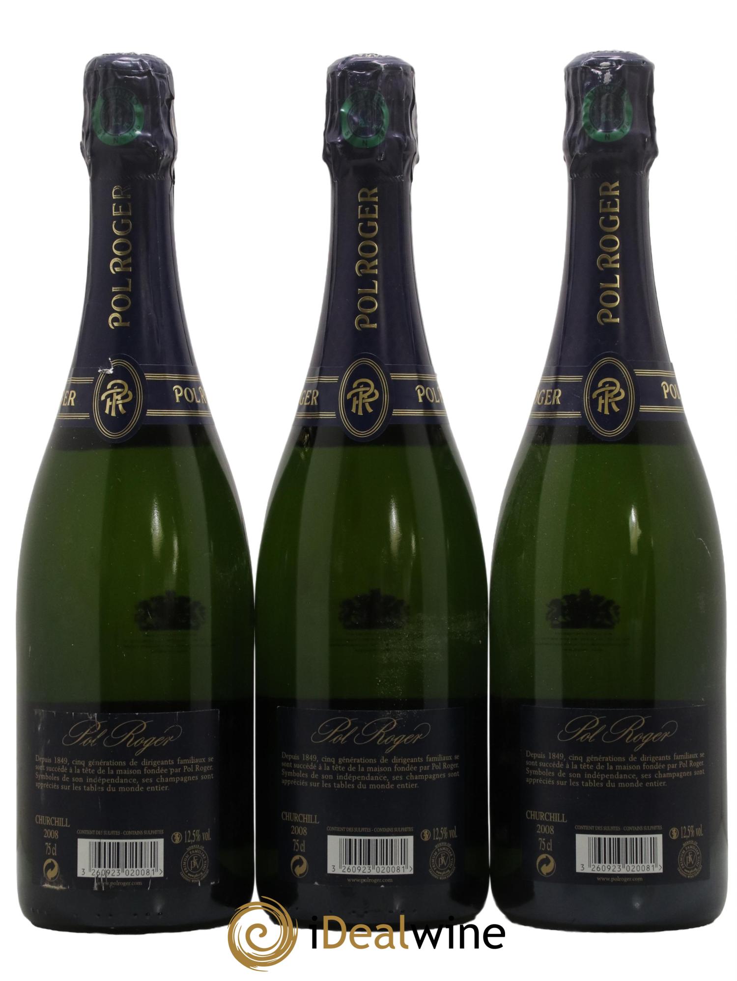 Cuvée Winston Churchill Pol Roger 2008 - Lot de 3 bouteilles - 1