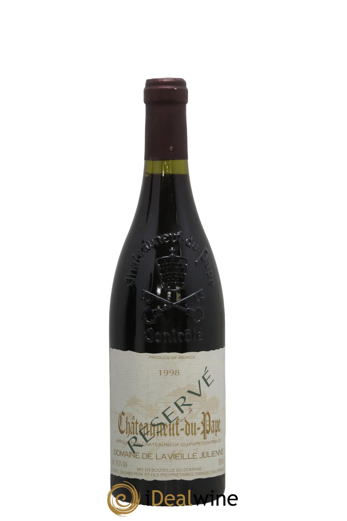 Châteauneuf-du-Pape Vieille Julienne (Domaine de la) Réservé Jean-Paul Daumen 1998 - Lot de 1 bouteille - 0