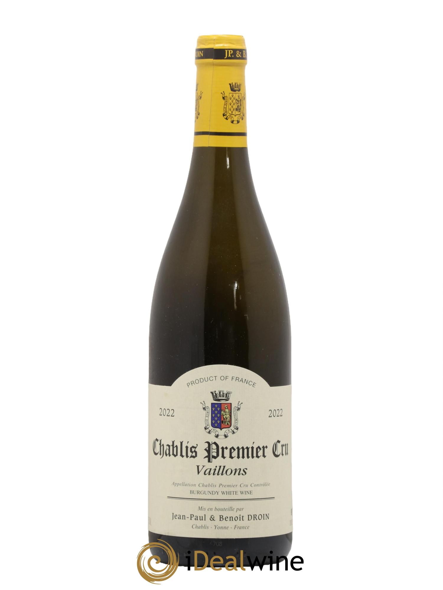 Chablis 1er Cru Vaillons Jean-Paul & Benoît Droin (Domaine) 2022 - Lot of 1 bottle - 0