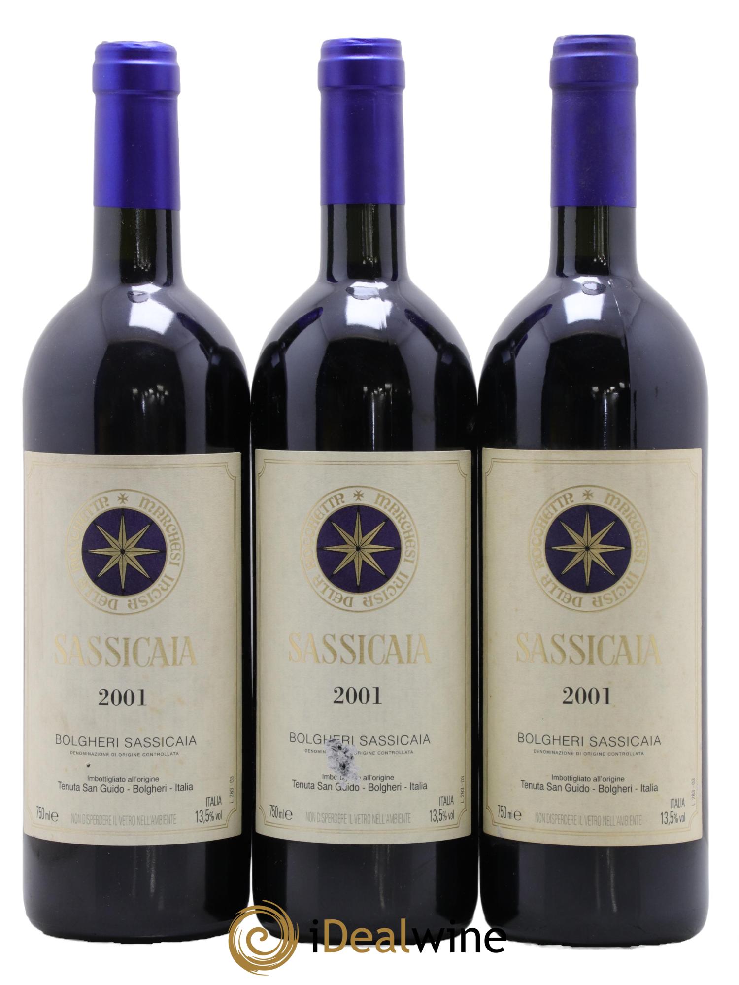 Bolgheri DOC Sassicaia Tenuta San Guido 2001 - Lotto di 3 bottiglie - 0