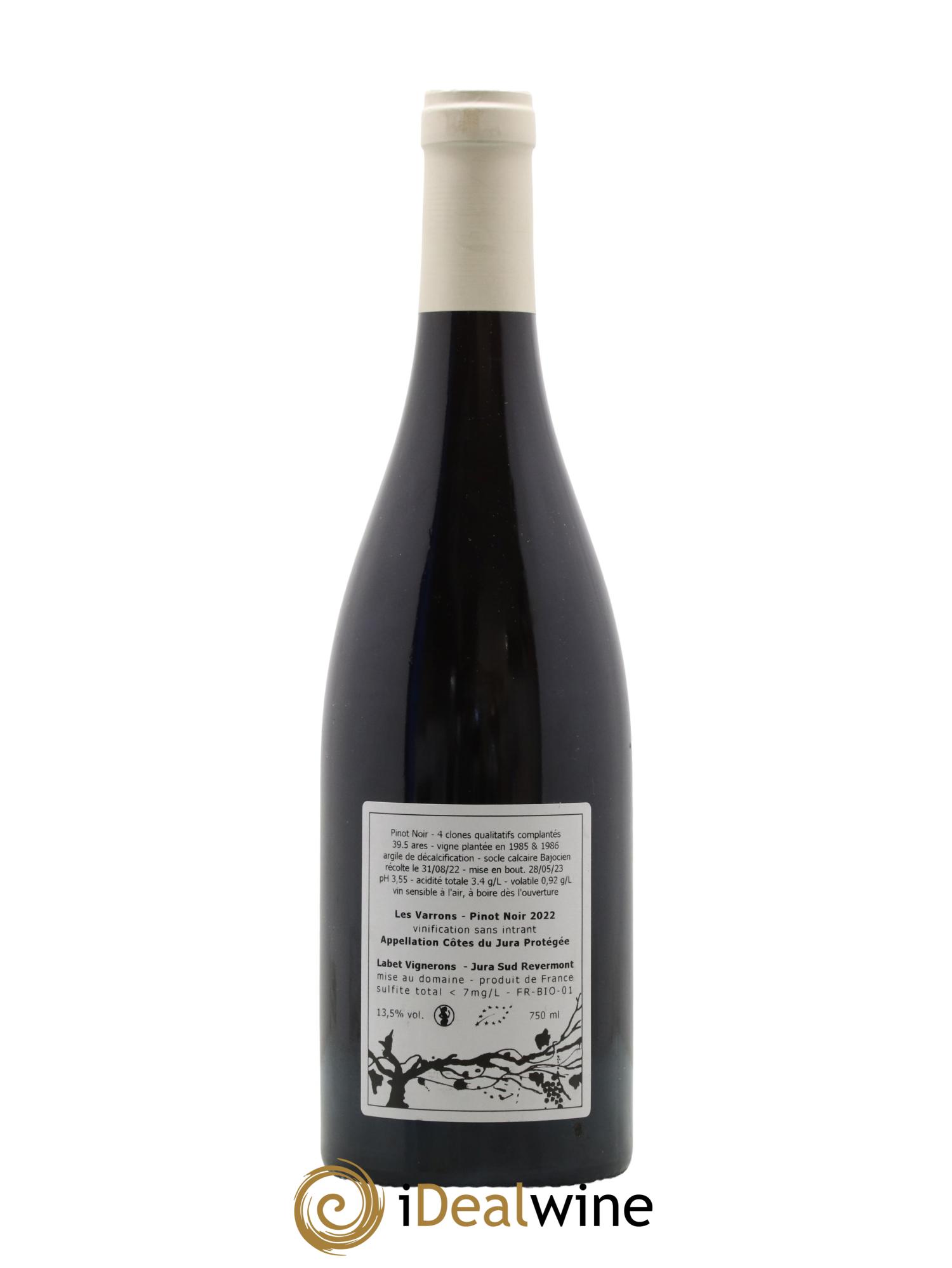 Côtes du Jura Pinot Noir Les Varrons Sélection Massale Romain - Julien  - Charline Labet 2022 - Lot de 1 bouteille - 1