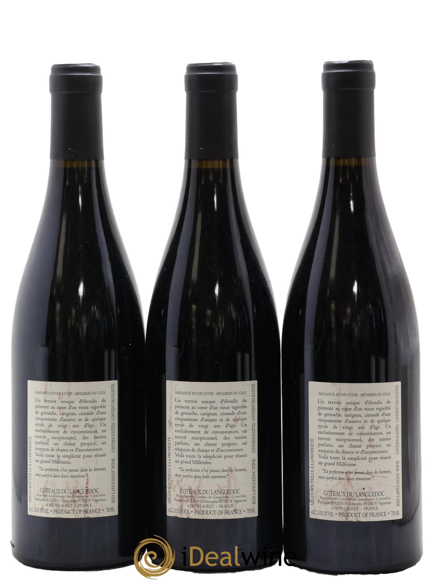 Coteaux du Languedoc Clos Marie Métairie Du Clos Vieilles Vignes 2007 - Lot of 3 bottles - 1