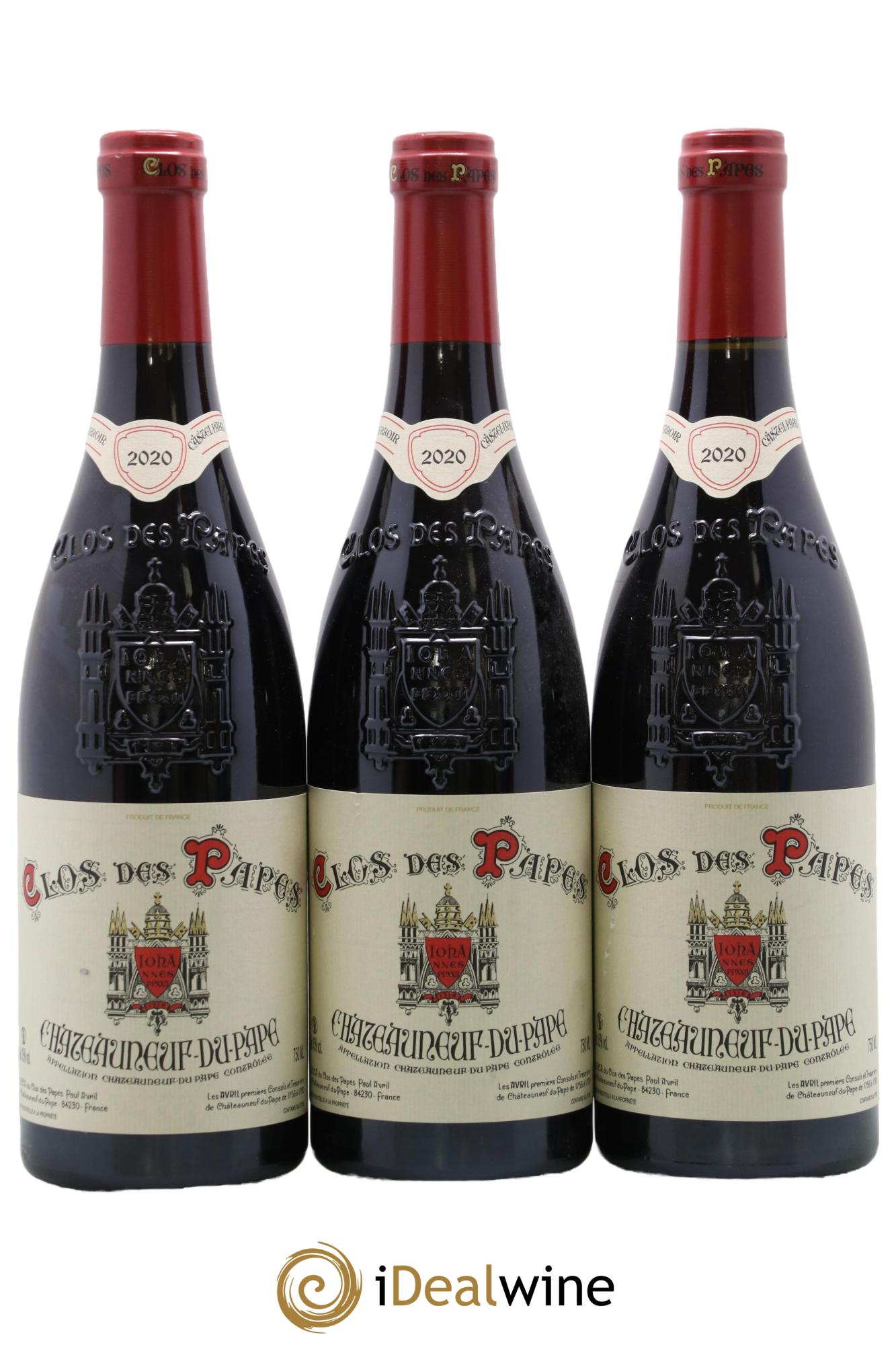 Châteauneuf-du-Pape Clos des Papes - Paul Avril 2020 - Lot de 3 bouteilles - 0