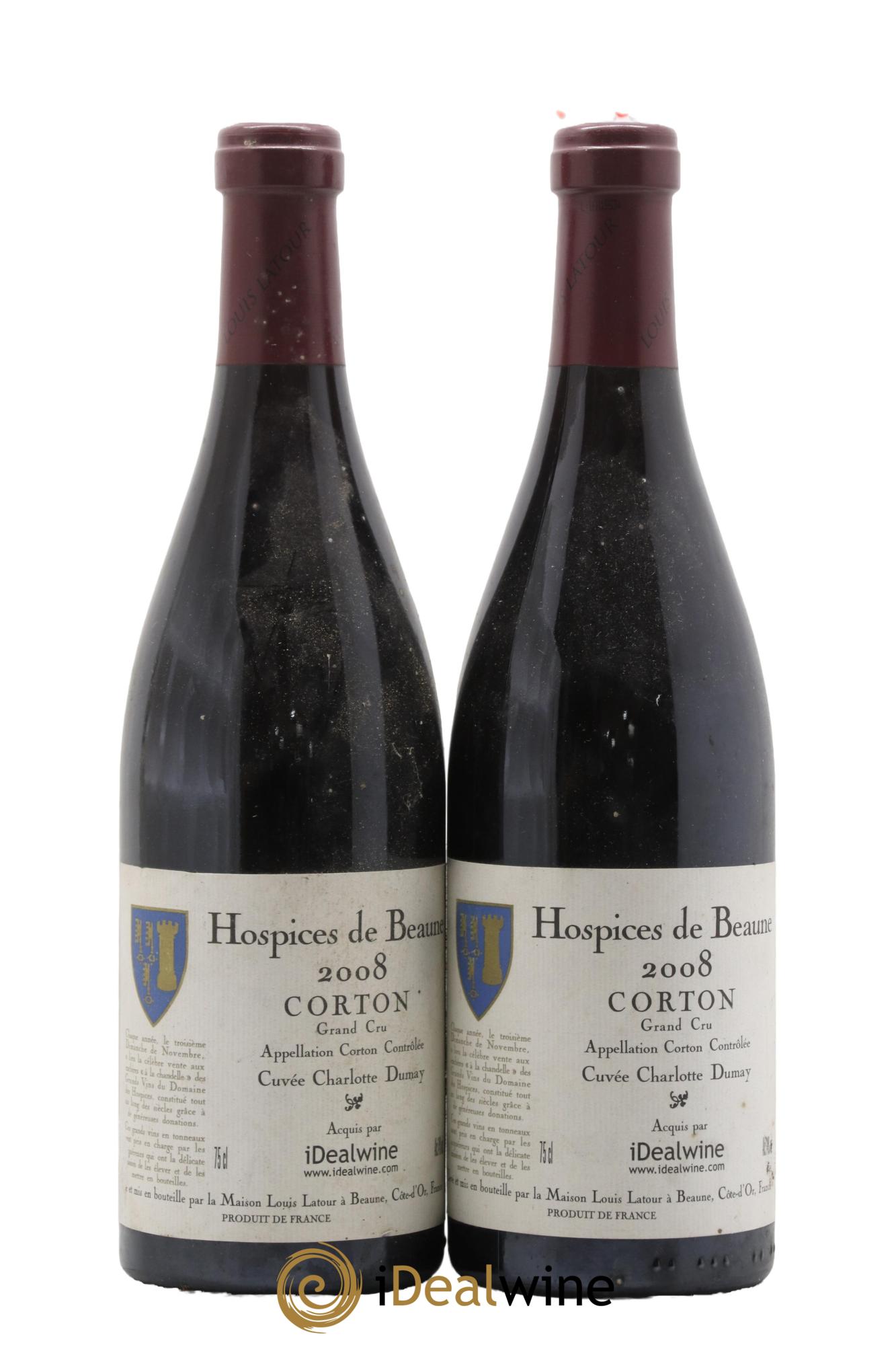 Corton Grand Cru Charlotte Dumay Louis Latour Hospices de Beaune 2008 - Lot de 2 bouteilles - 0
