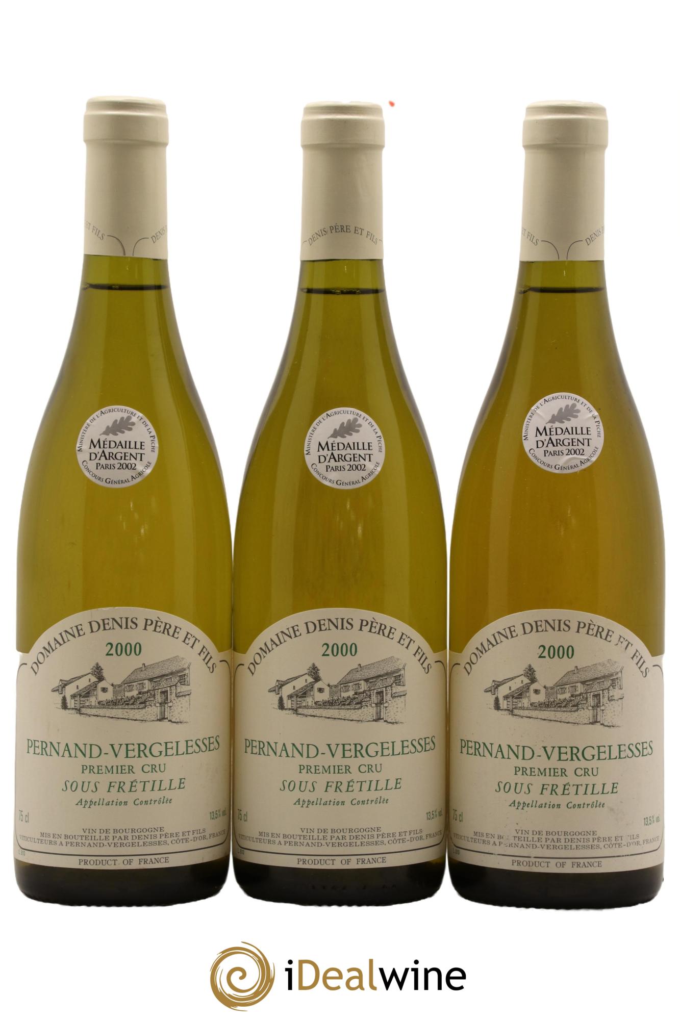 Pernand-Vergelesses 1er Cru Sous Fretille Domaine Denis Pere et Fils 2000 - Lot de 3 bouteilles - 0