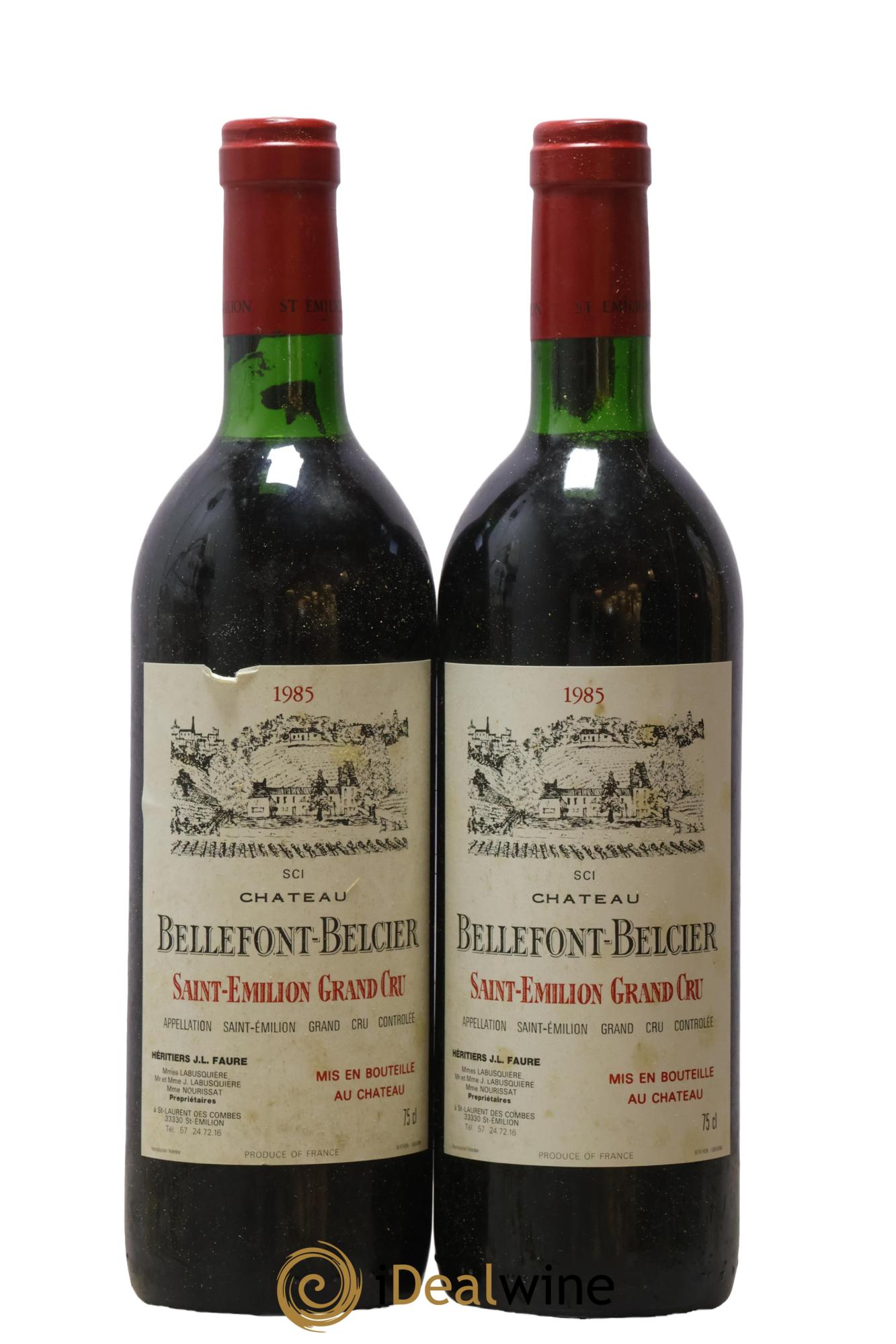 Château Bellefont-Belcier Grand Cru Classé 1985 - Lotto di 2 bottiglie - 0