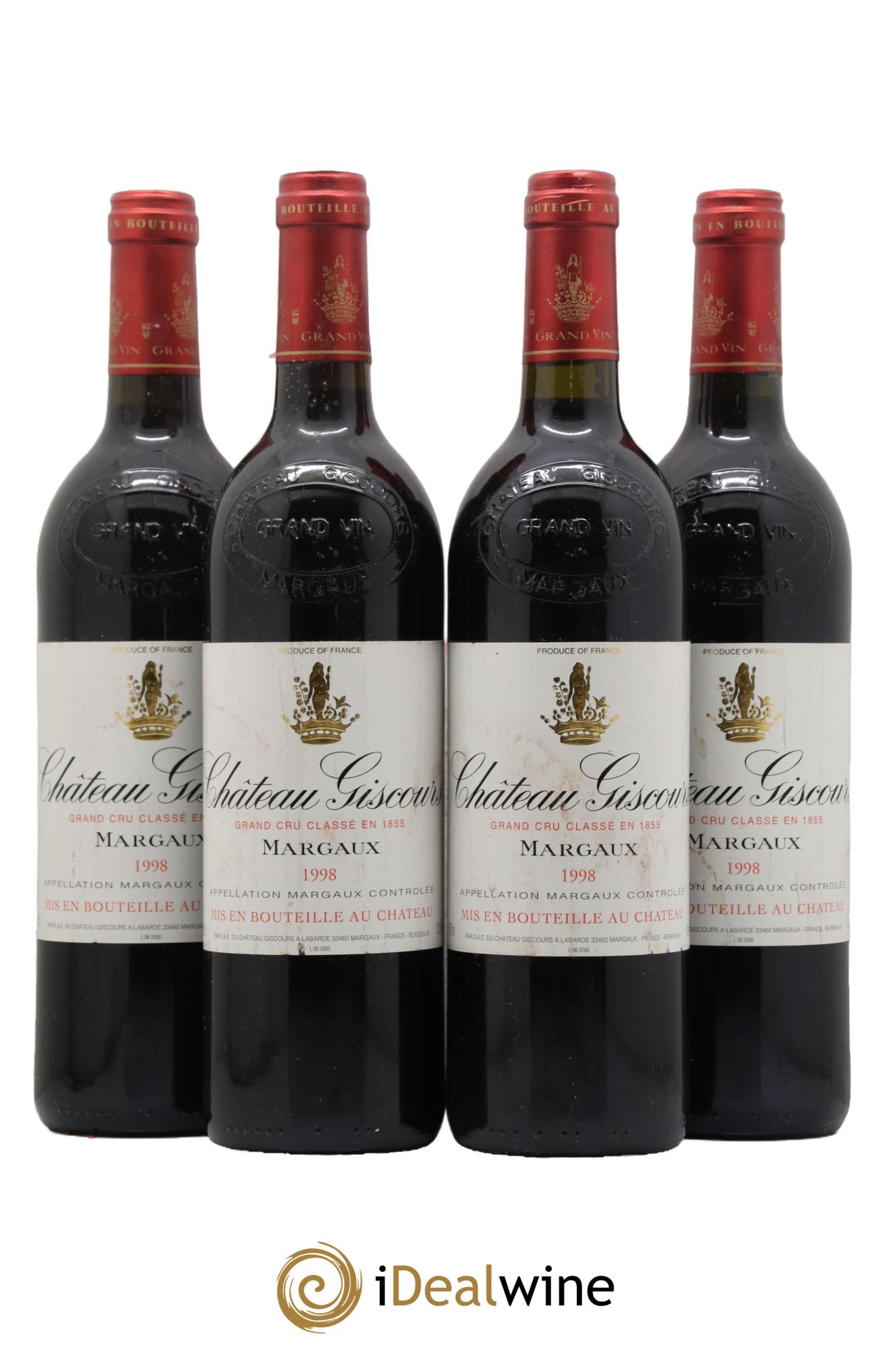 Château Giscours 3ème Grand Cru Classé 1998 - Lot de 4 bouteilles - 0