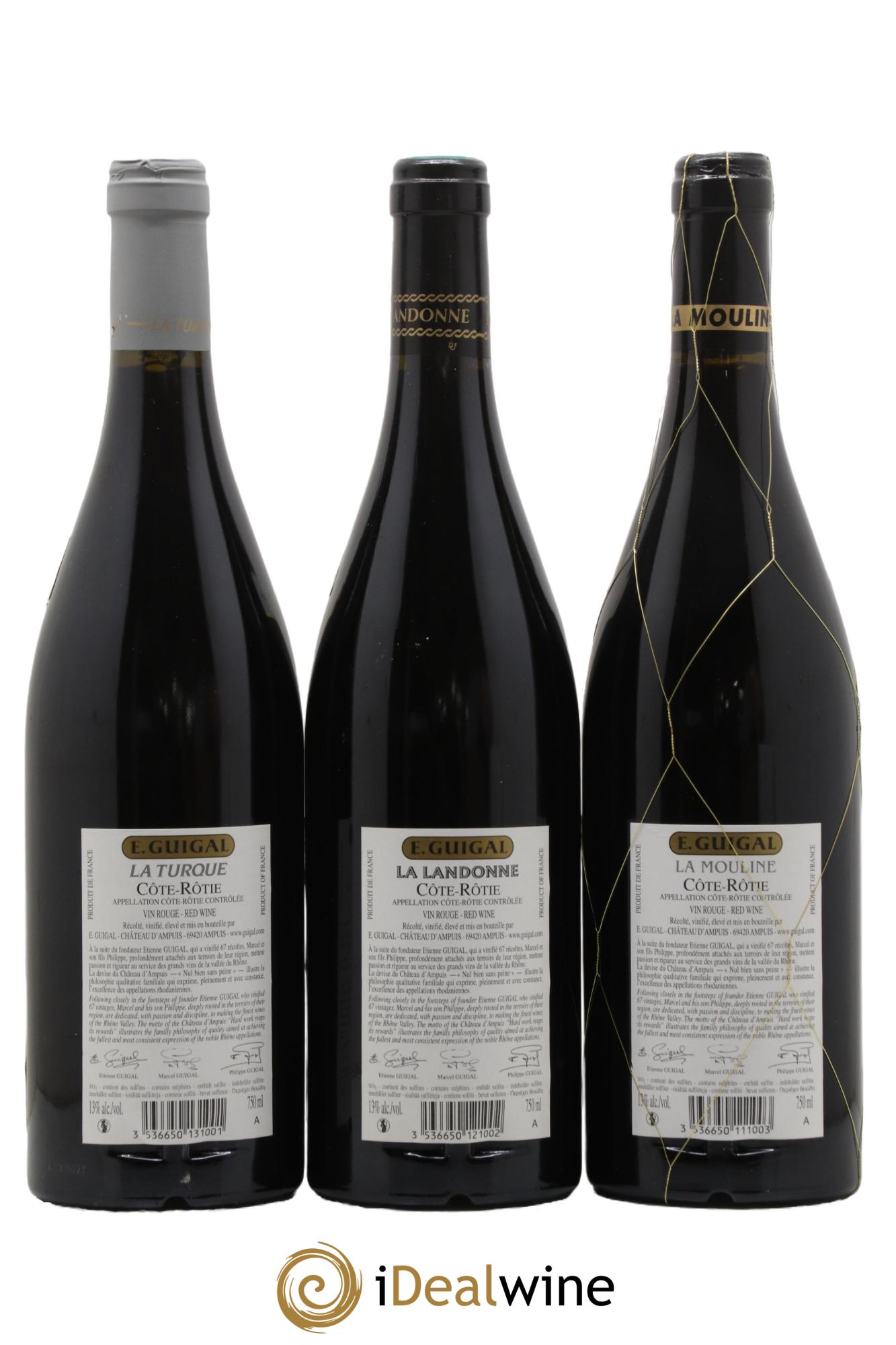 Côte-Rôtie Guigal Trilogie La Turque - La Landonne - La Mouline 2011 - Lot of 3 bottles - 1