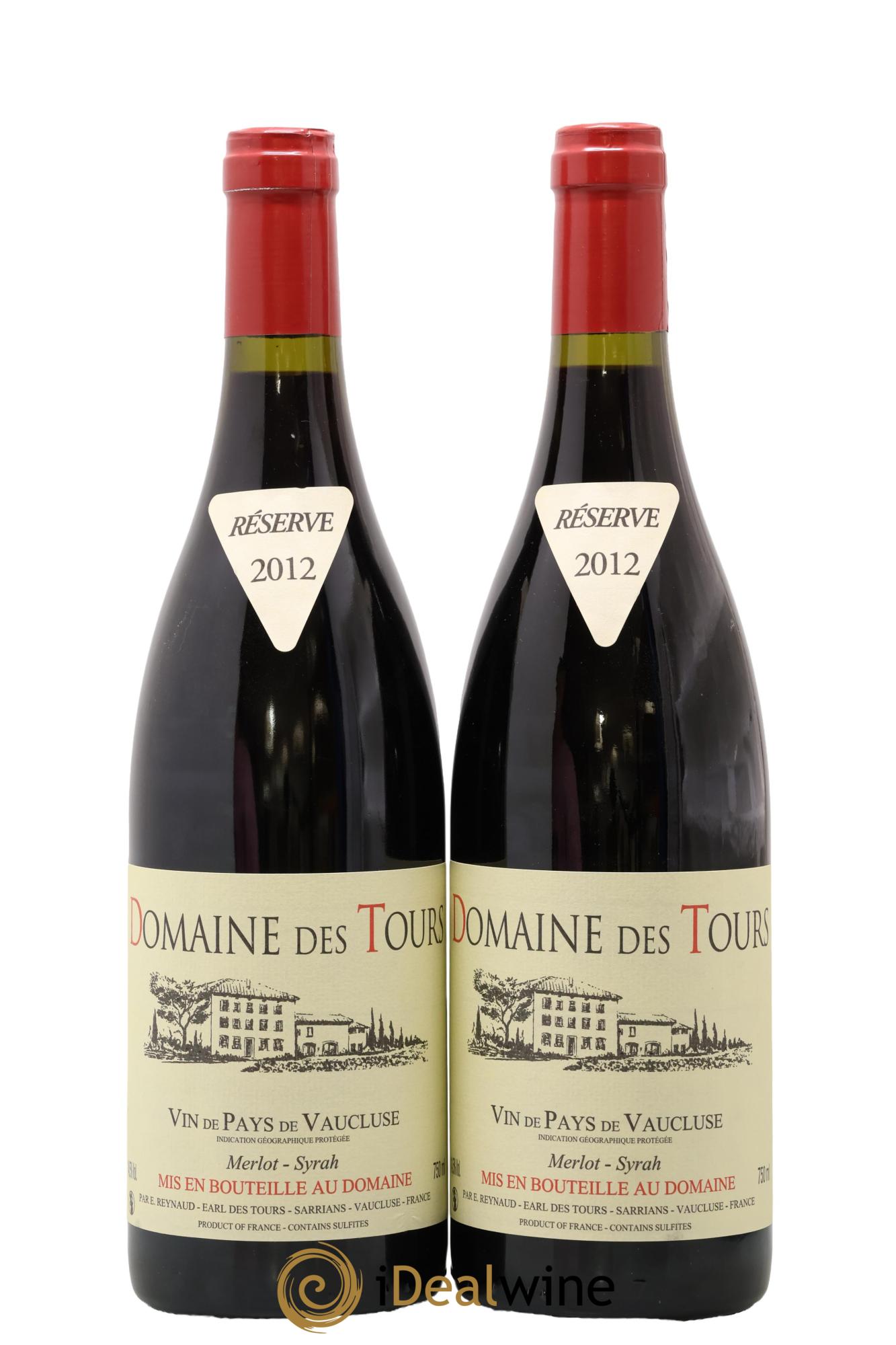 Vaucluse Domaine des Tours Merlot-Syrah Emmanuel Reynaud 2012 - Lot de 2 bouteilles - 0