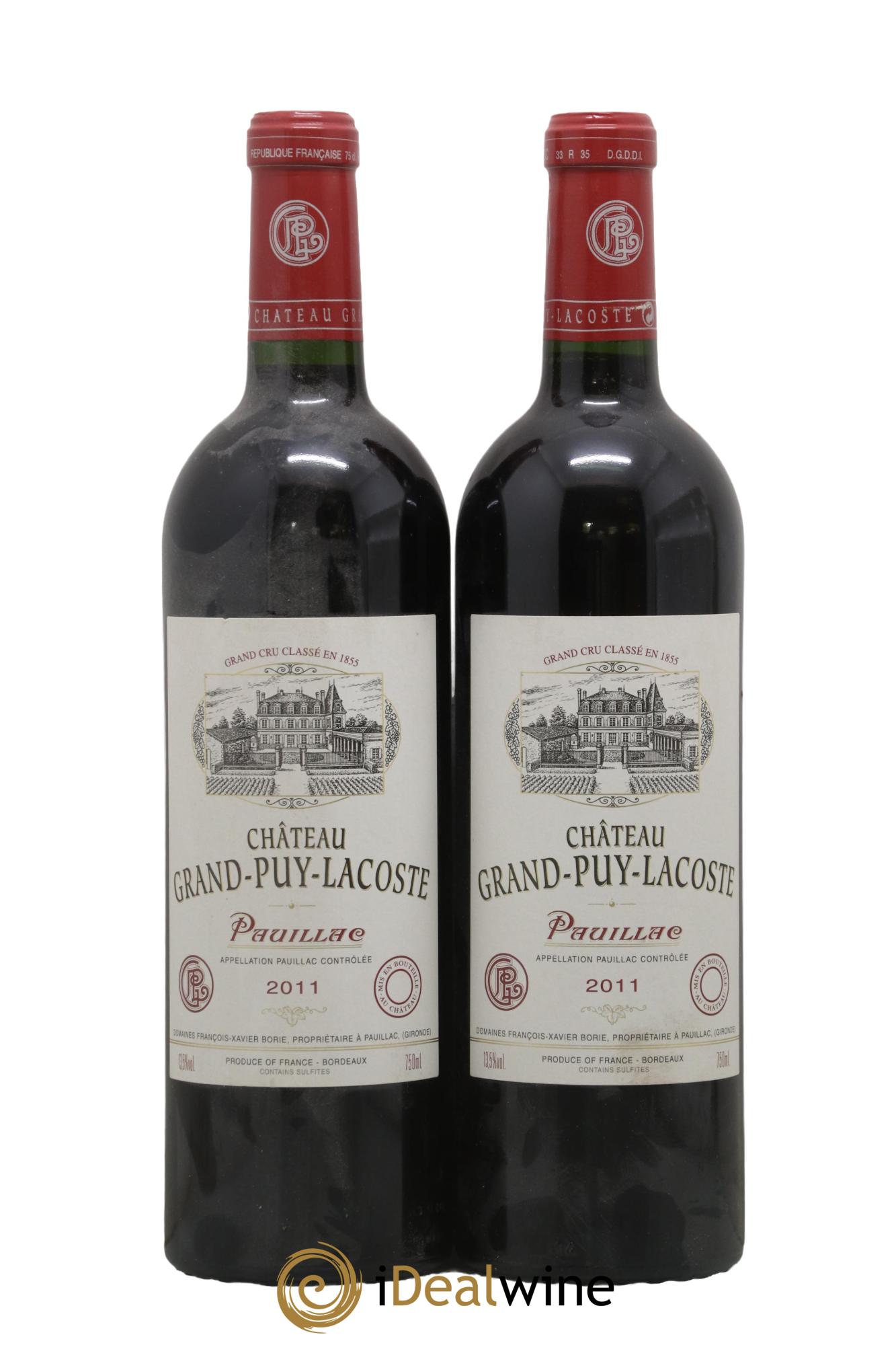 Château Grand Puy Lacoste 5ème Grand Cru Classé 2011 - Lotto di 2 bottiglie - 0