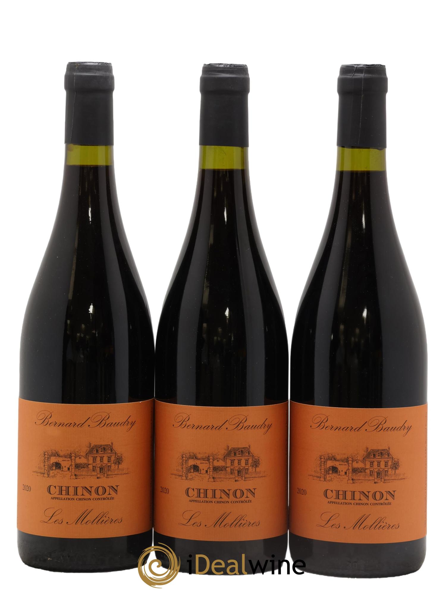 Chinon Les Mollières Bernard Baudry 2020 - Lot de 3 bouteilles - 0