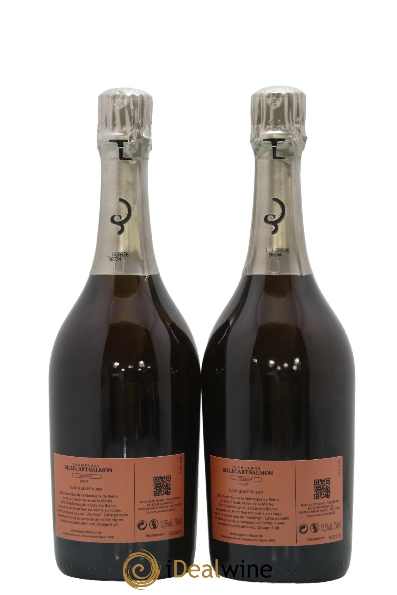 Elisabeth Salmon Billecart-Salmon 2007 - Lot of 2 bottles - 1