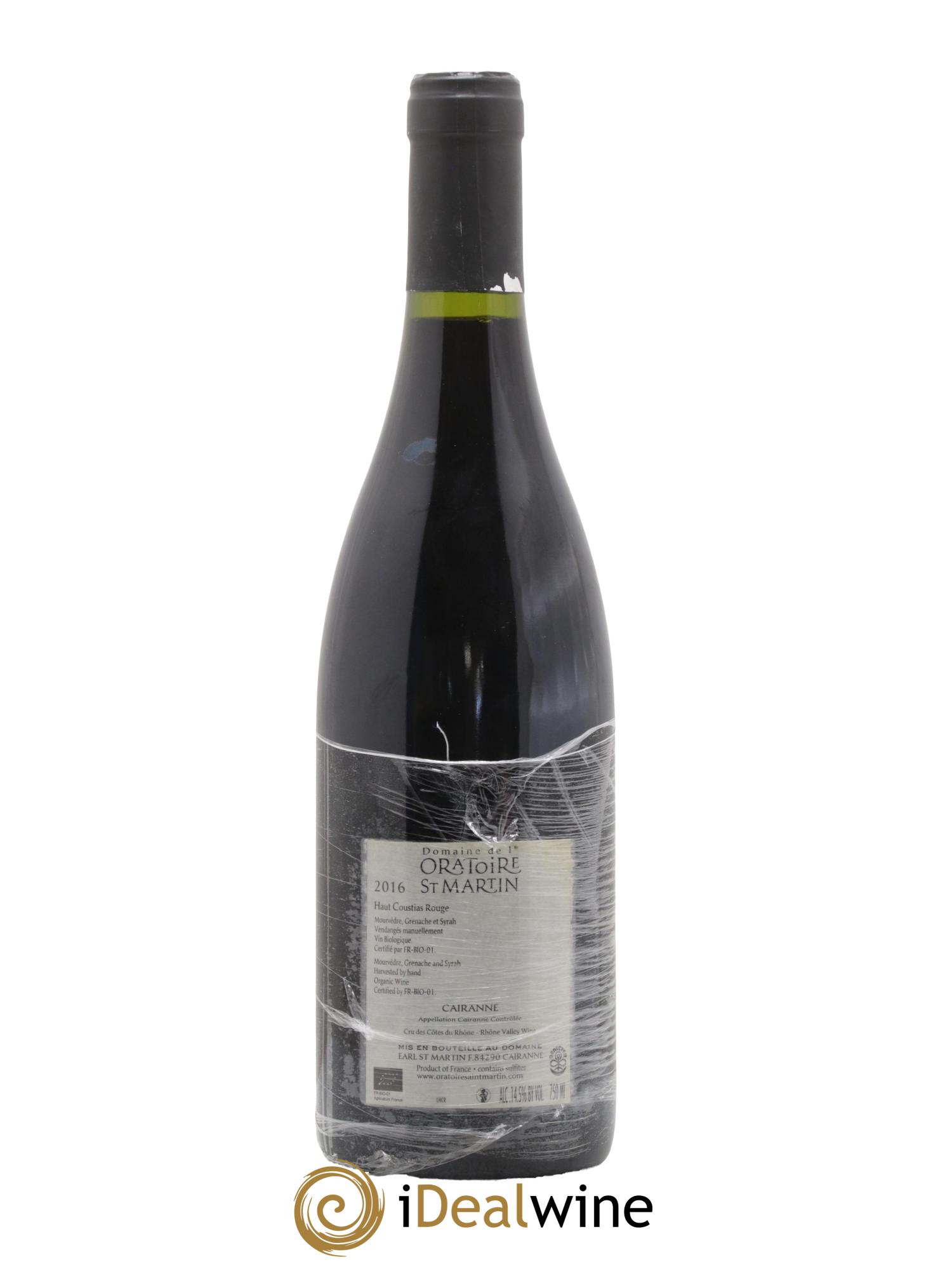 Cairanne Haut-Coustias Oratoire Saint-Martin - Frédéric et François Alary 2016 - Lot de 1 bouteille - 1