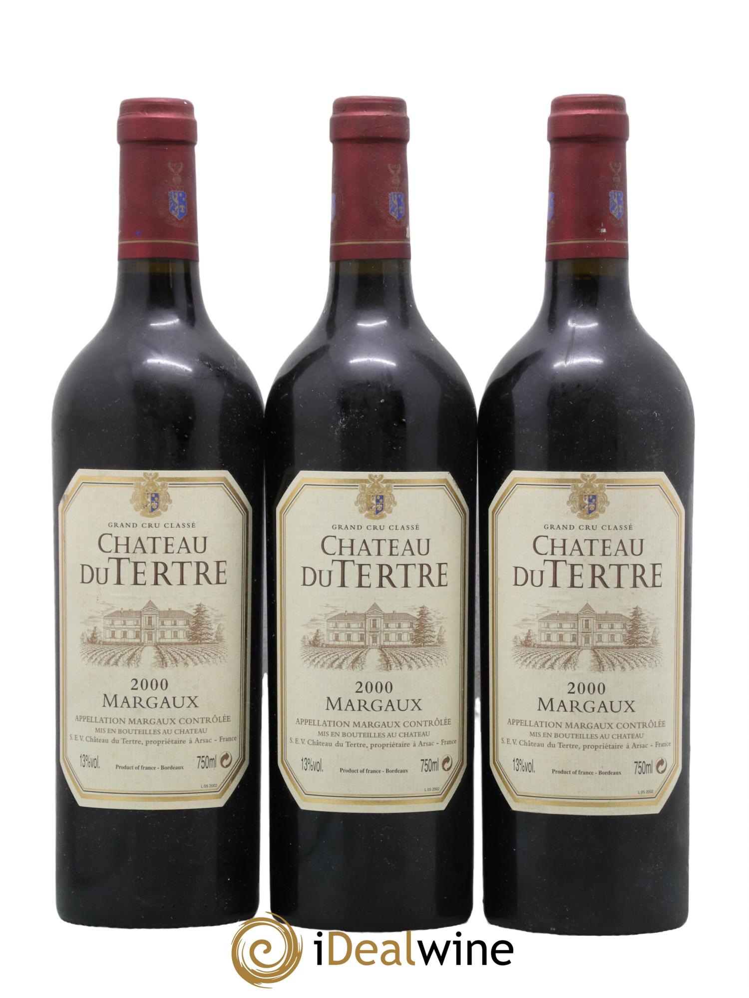 Château du Tertre 5ème Grand Cru Classé 2000 - Lot de 3 bouteilles - 0